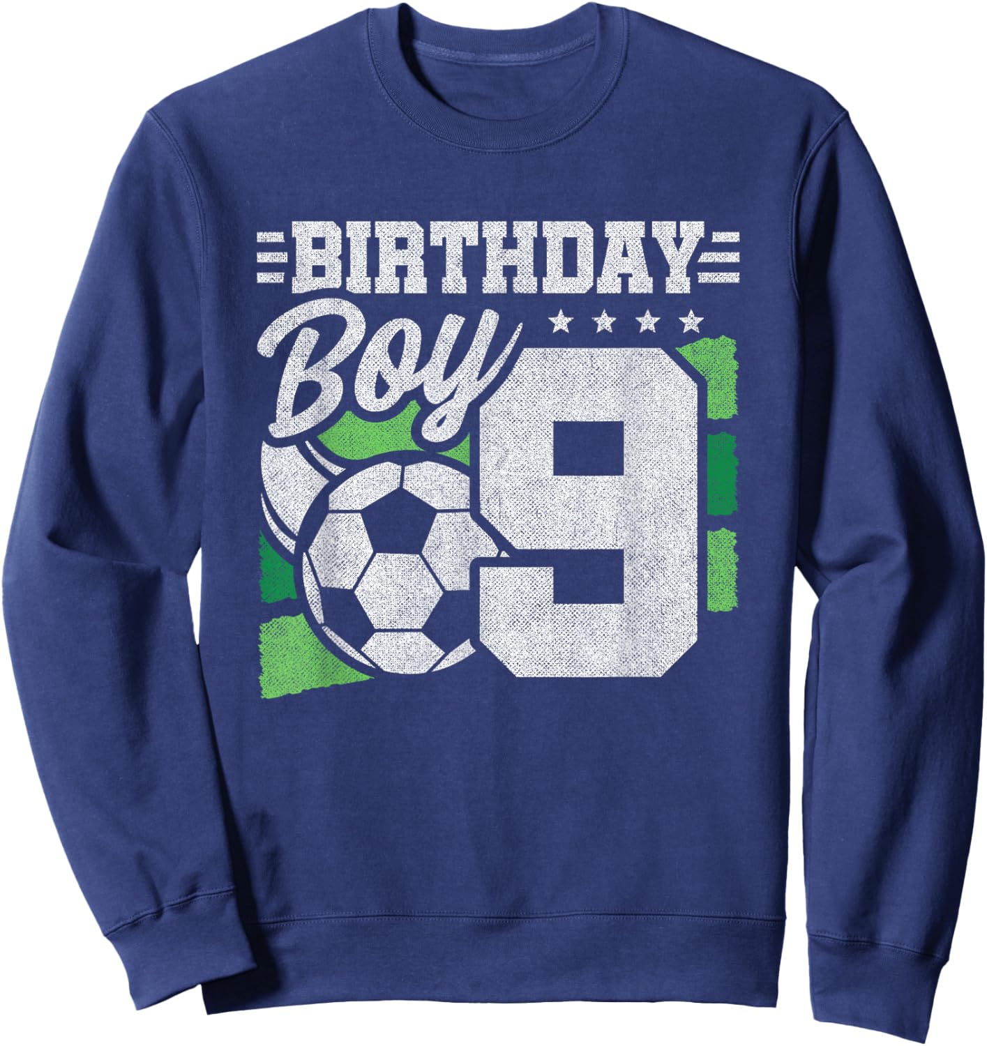 9 Year Old Soccer Birthday - Boys 9th Birthday Soccer Sweatshirt - Sweatshirt | Navy