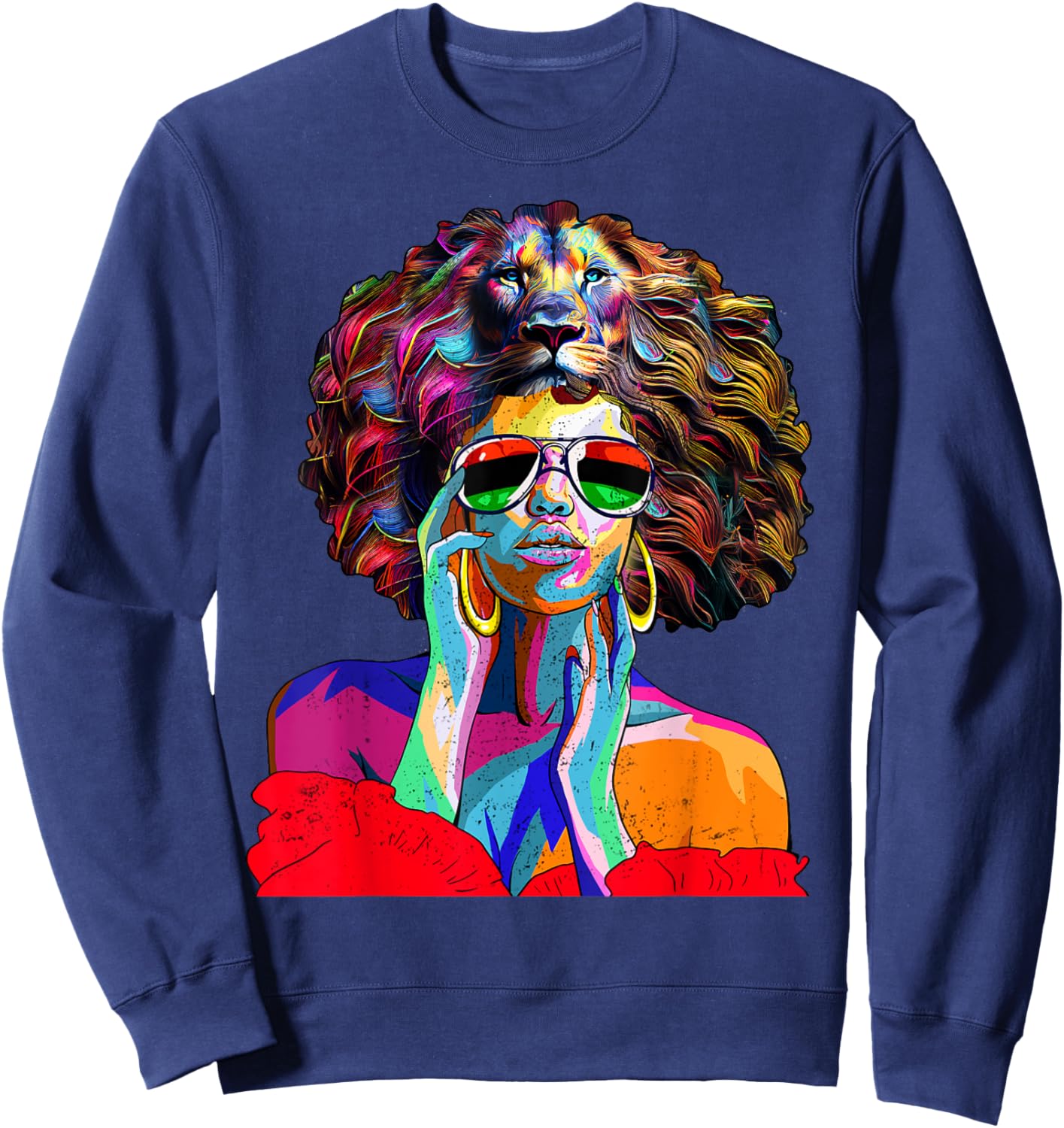 Juneteenth Melanin Girl Black Women Afro Hair Pop Art Sweatshirt - Sweatshirt | Navy