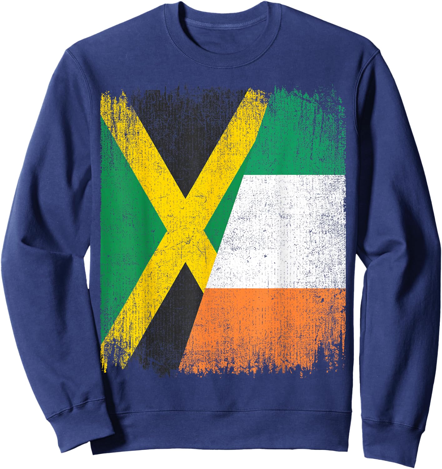 Half Jamaica Ireland Flag Jamaican Irish Pride Roots Sweatshirt - Sweatshirt | Navy