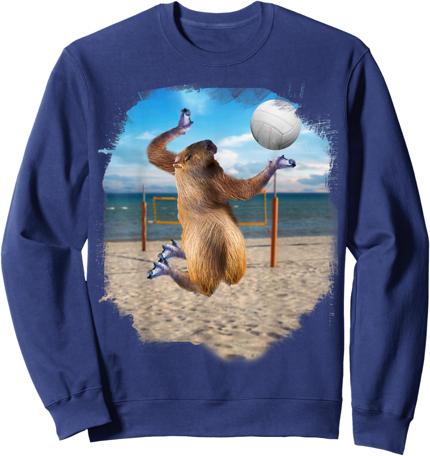 Capybara Playing Beach Volleyball Sweatshirt - Sweatshirt | Navy