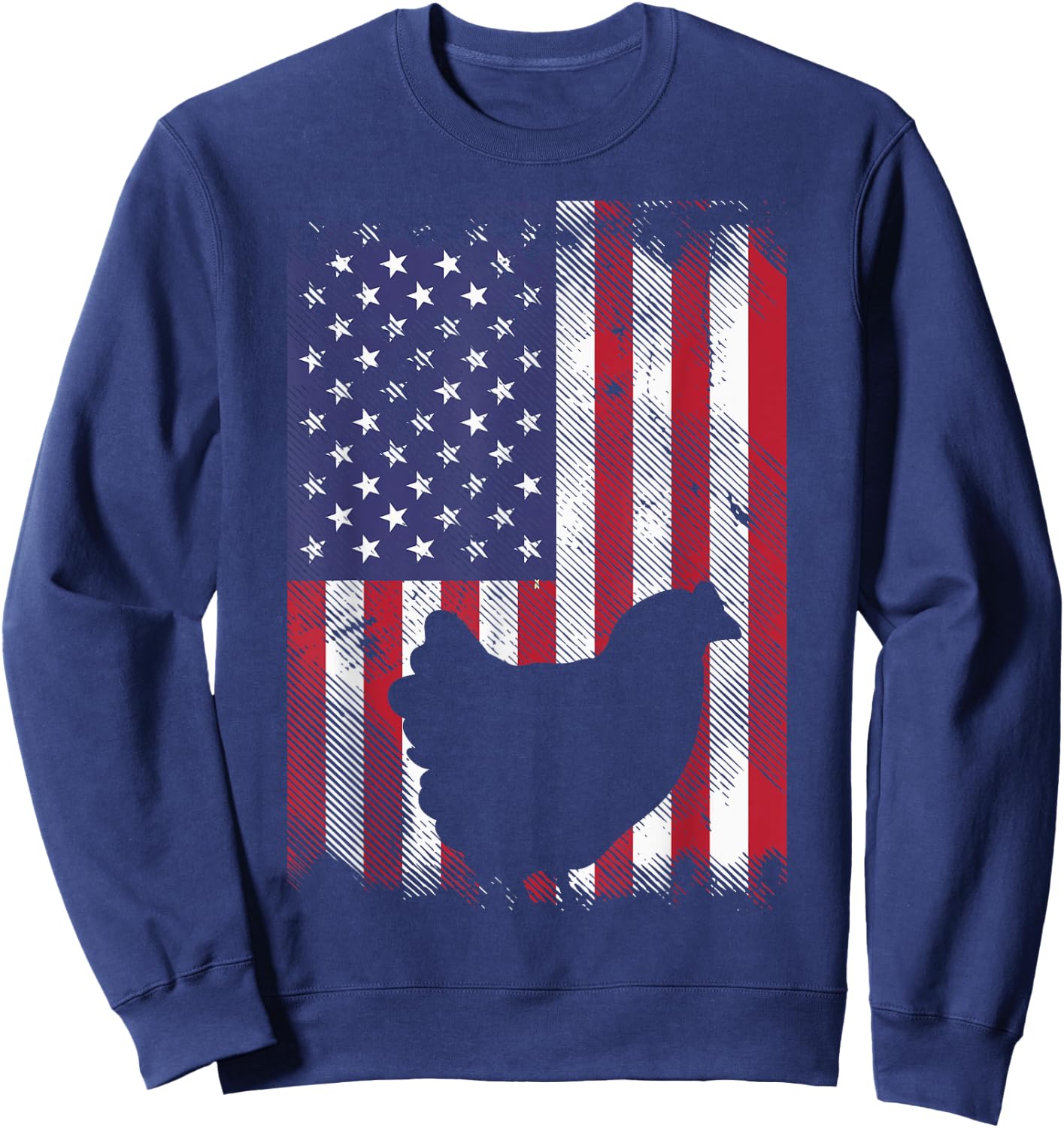 US Flag Chicken Vintage Farming Animal Patriotic Farmer Gift Sweatshirt - Sweatshirt | Navy