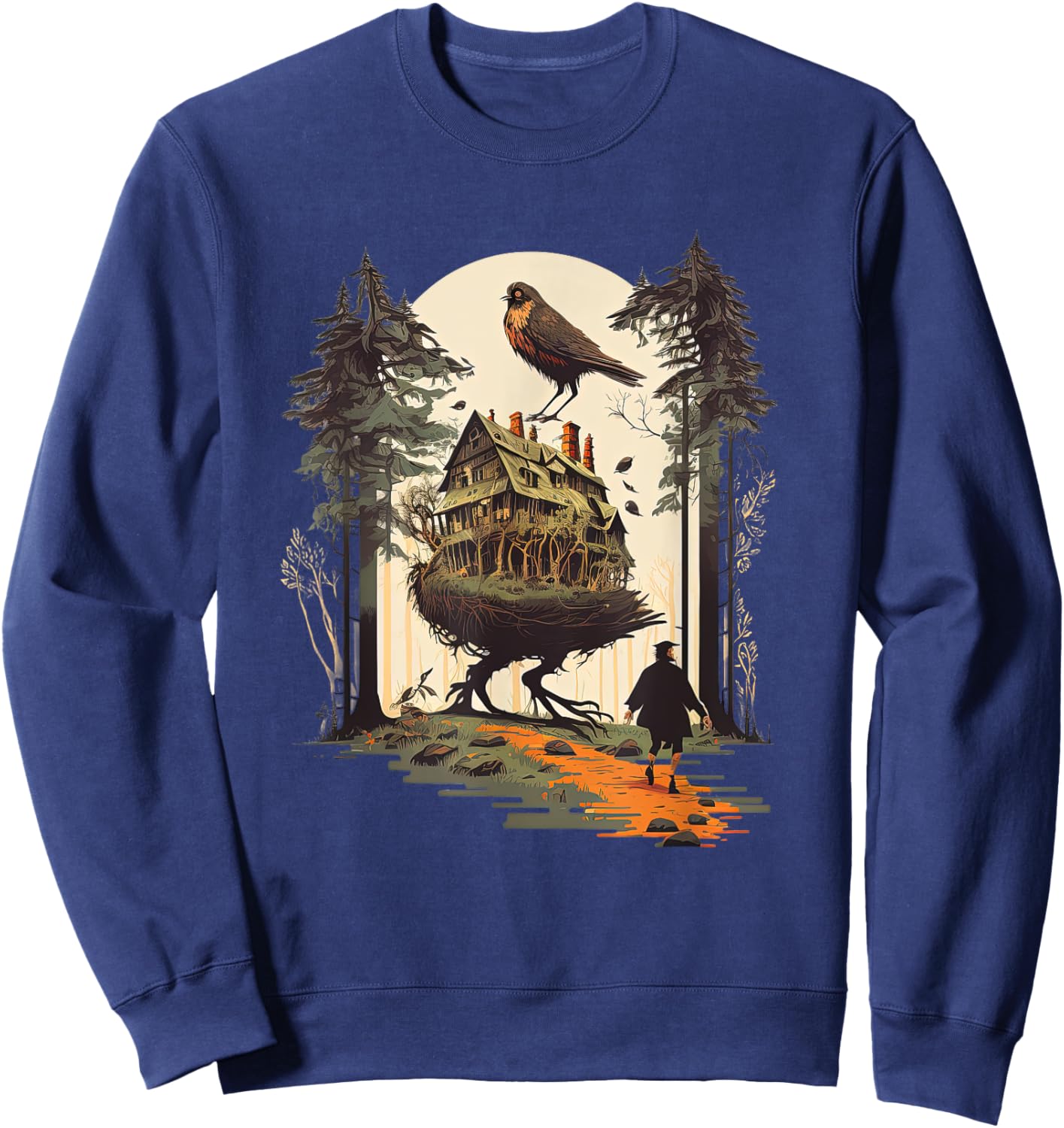 Walking House on Chicken Legs Slavic folklore Baba Yaga Art Sweatshirt - Sweatshirt | Navy