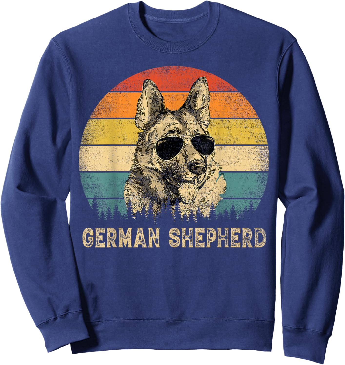 Vintage German Shepherd Dad Dog Lovers Father's Day Sweatshirt - Sweatshirt | Navy