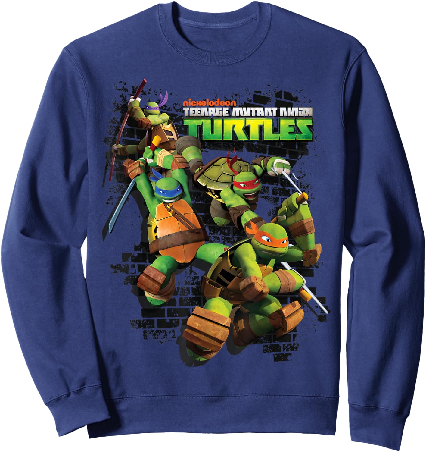 TMNT Turtles Group Shot Brick Wall Sweatshirt - Sweatshirt | Navy