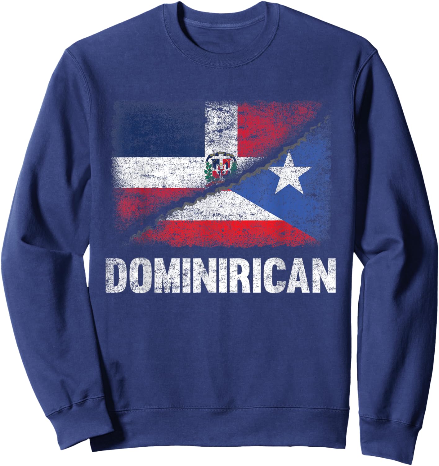 Half Dominican Half Puerto Rican Flag Dominirican Sweatshirt - Sweatshirt | Navy