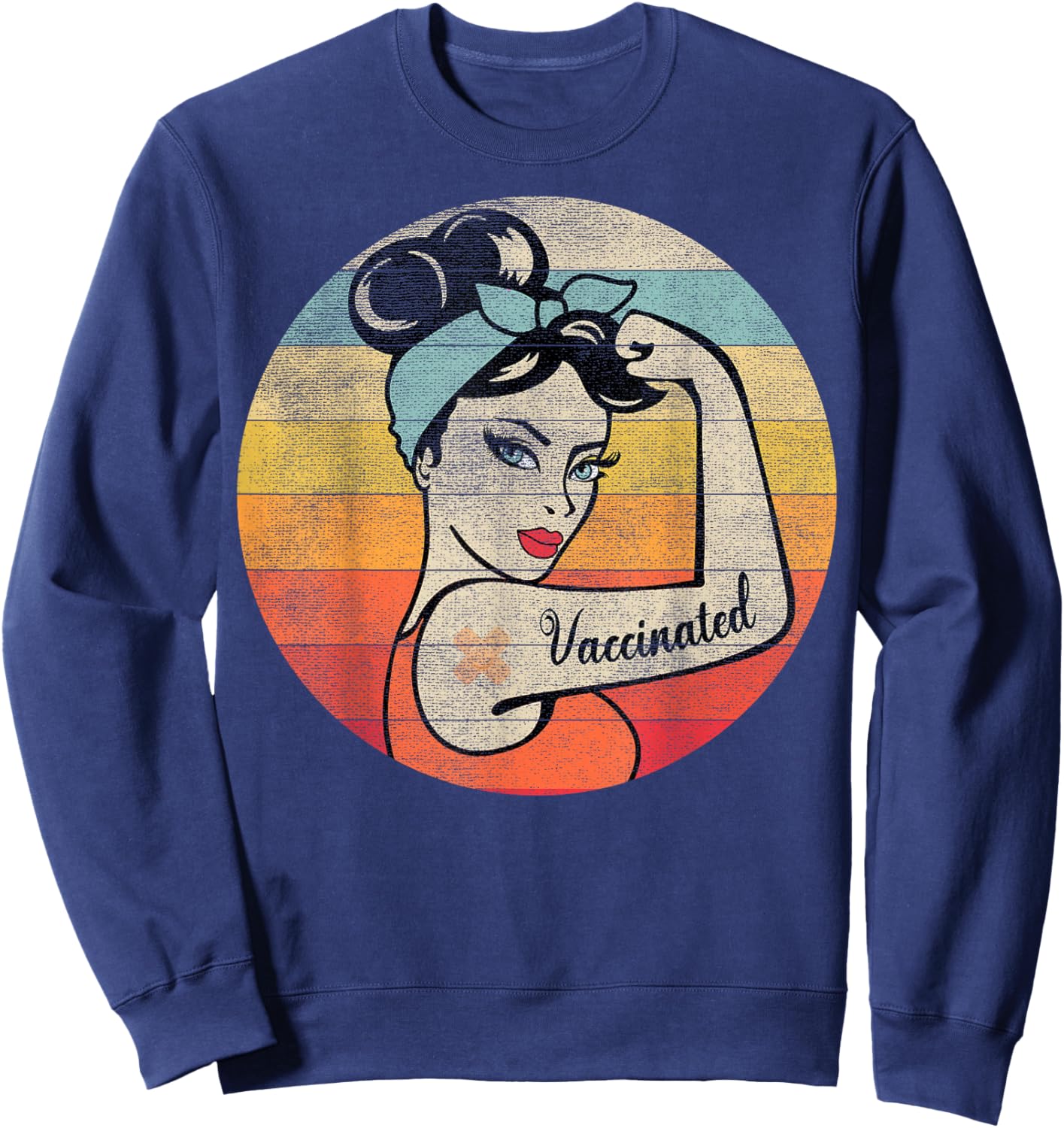 Vaccinated Retro Believes in Vaccines Immunization Sweatshirt - Sweatshirt | Navy