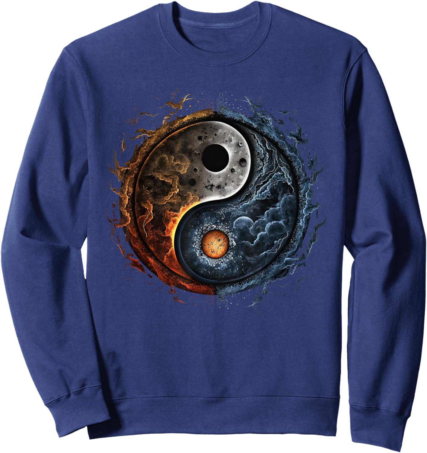 Yin Yang Cosmic Duality Art for Meditation and Peace Sweatshirt - Sweatshirt | Navy
