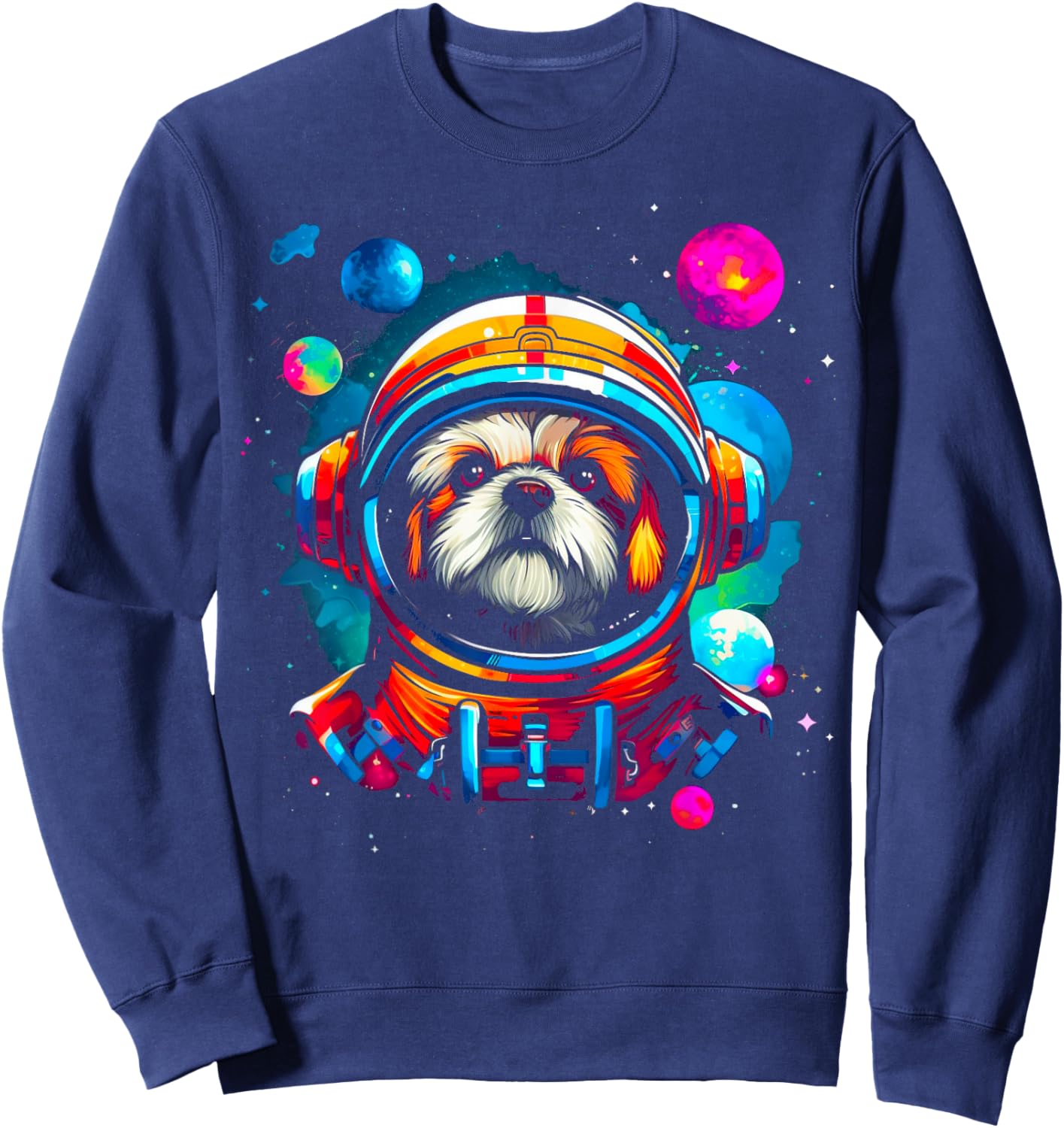 Shih Tzu Dog Planet Space Sweatshirt - Sweatshirt | Navy