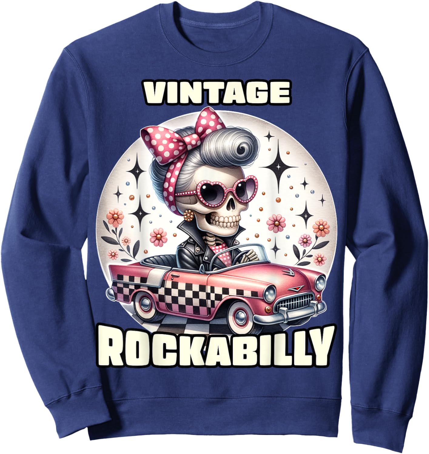 Vintage Rockabilly 50s Sock Hop Dance Doo Wop 1950s Art Sweatshirt - Sweatshirt | Navy