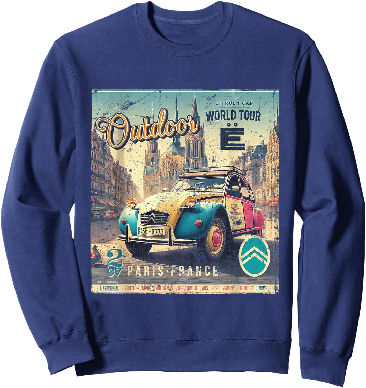 Citroën 2CV World Tour Paris France , Black, S Sweatshirt - Sweatshirt | Navy