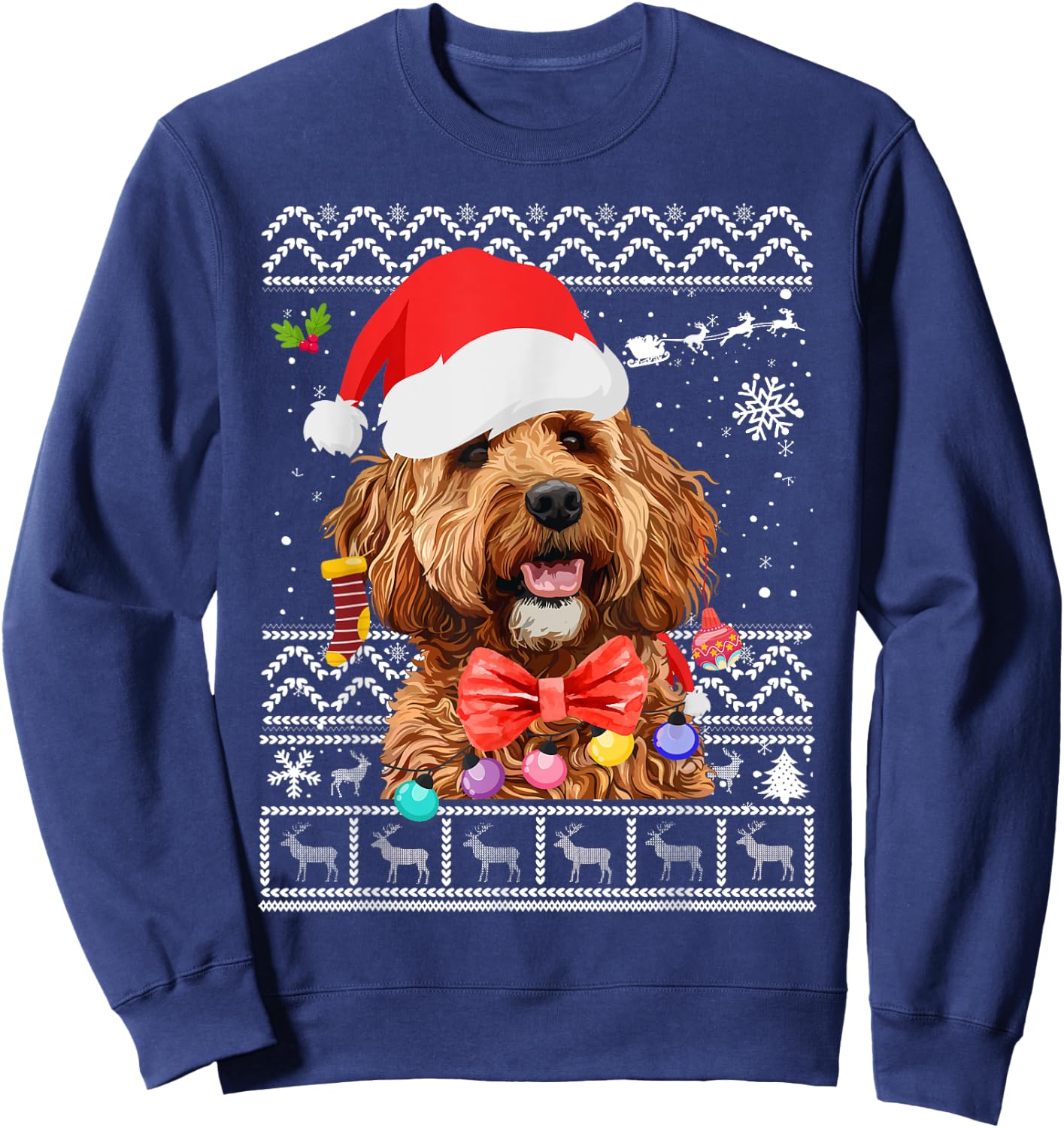 Cavapoo Christmas Outfit Idea For Kids & Christmas Cavapoo Sweatshirt - Sweatshirt | Navy