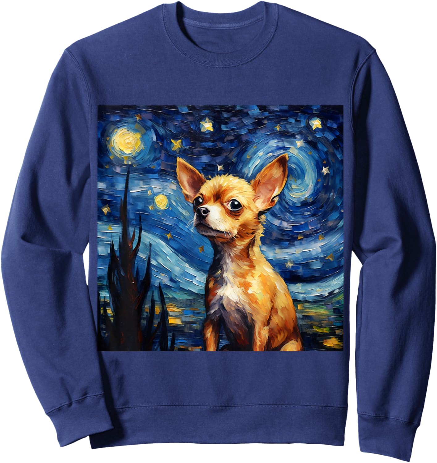 Chihuahua Starry Night - Chihuahua Sweatshirt - Sweatshirt | Navy