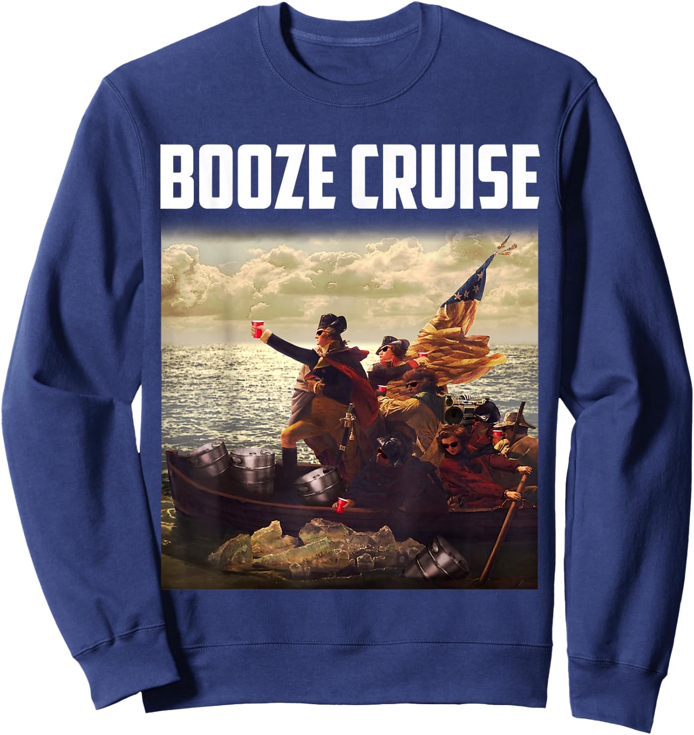 Political Party Booze Cruise Shades & Red Cups Sweatshirt - Sweatshirt | Navy
