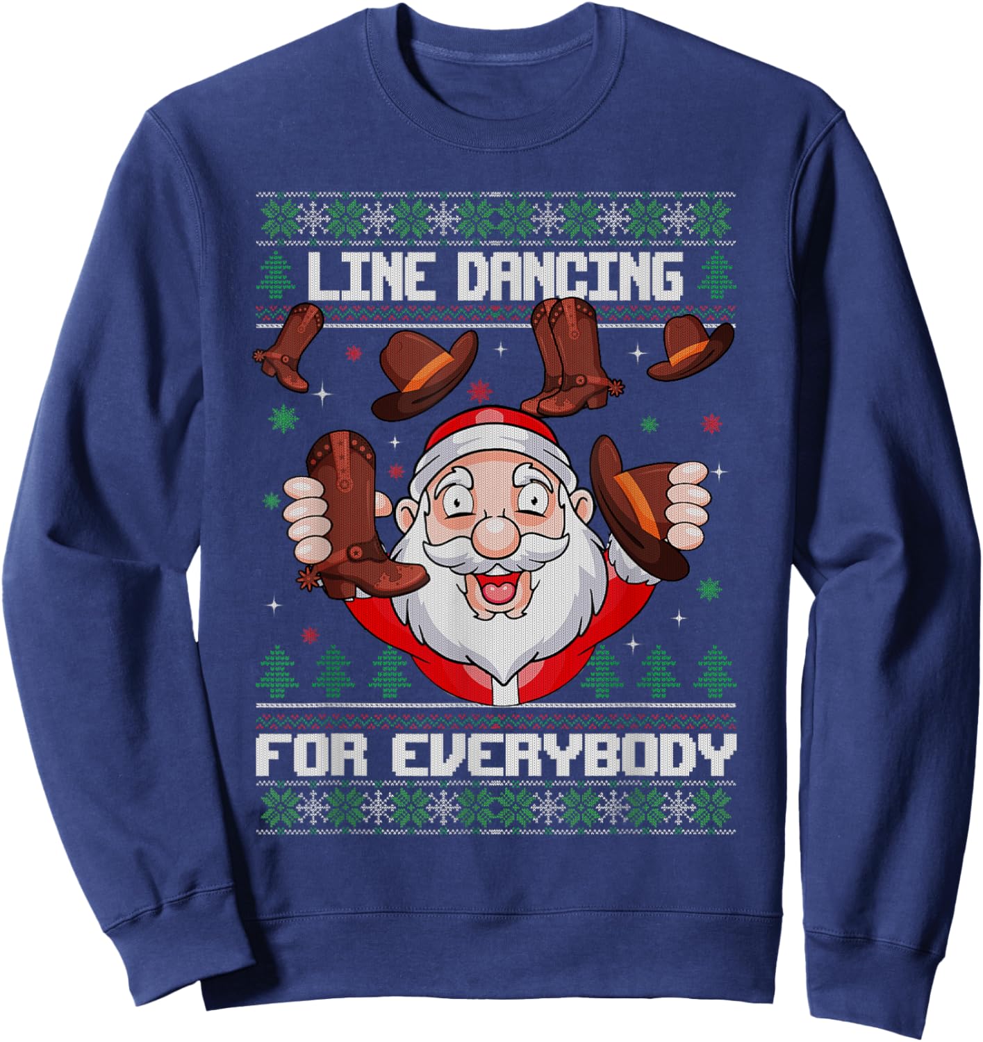 Line Dancing for Everybody Santa Ugly Christmas Line Dance Sweatshirt - Sweatshirt | Navy