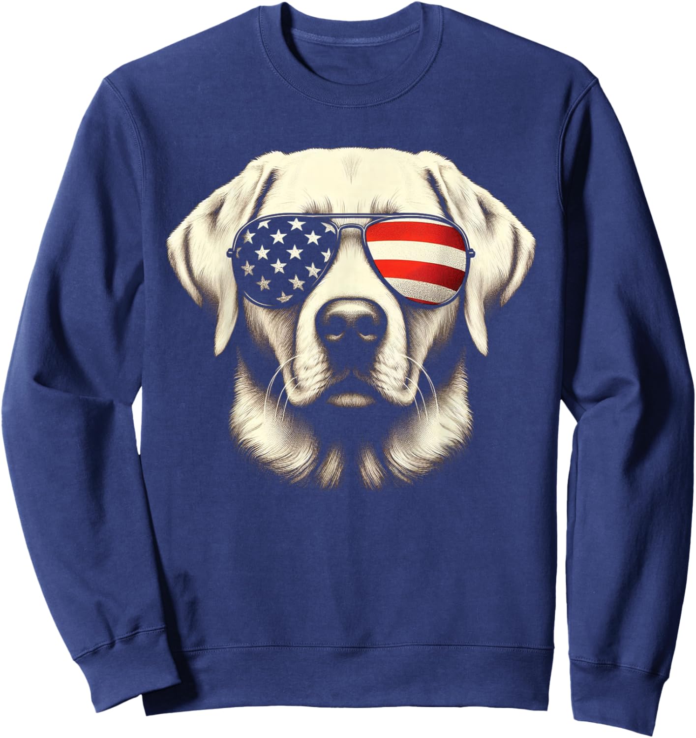 Labrador American Flag Sunglasses 4th of July Patriotic Dog Sweatshirt - Sweatshirt | Navy