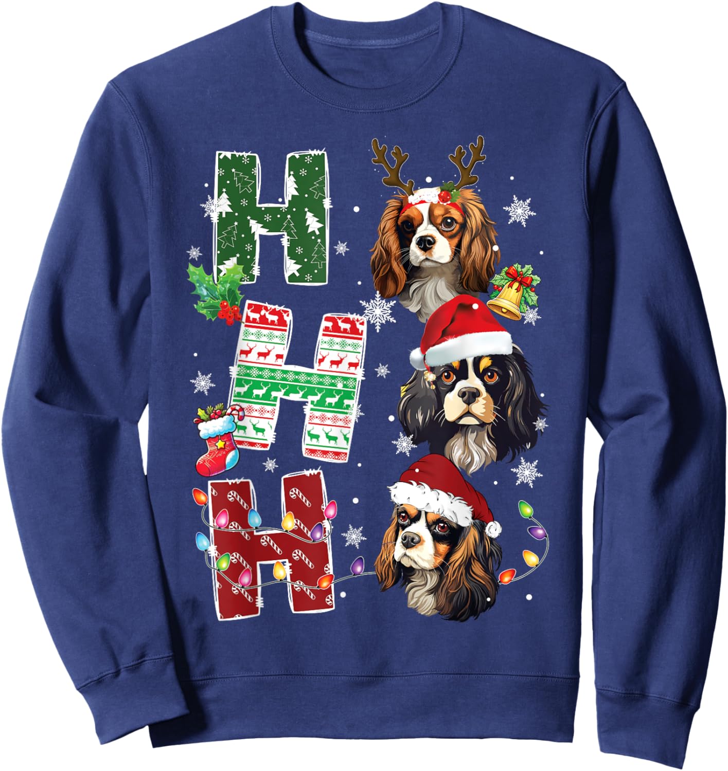 Ho Ho Ho Cavalier King Charles Spaniel Christmas Dog Costume Sweatshirt - Sweatshirt | Navy