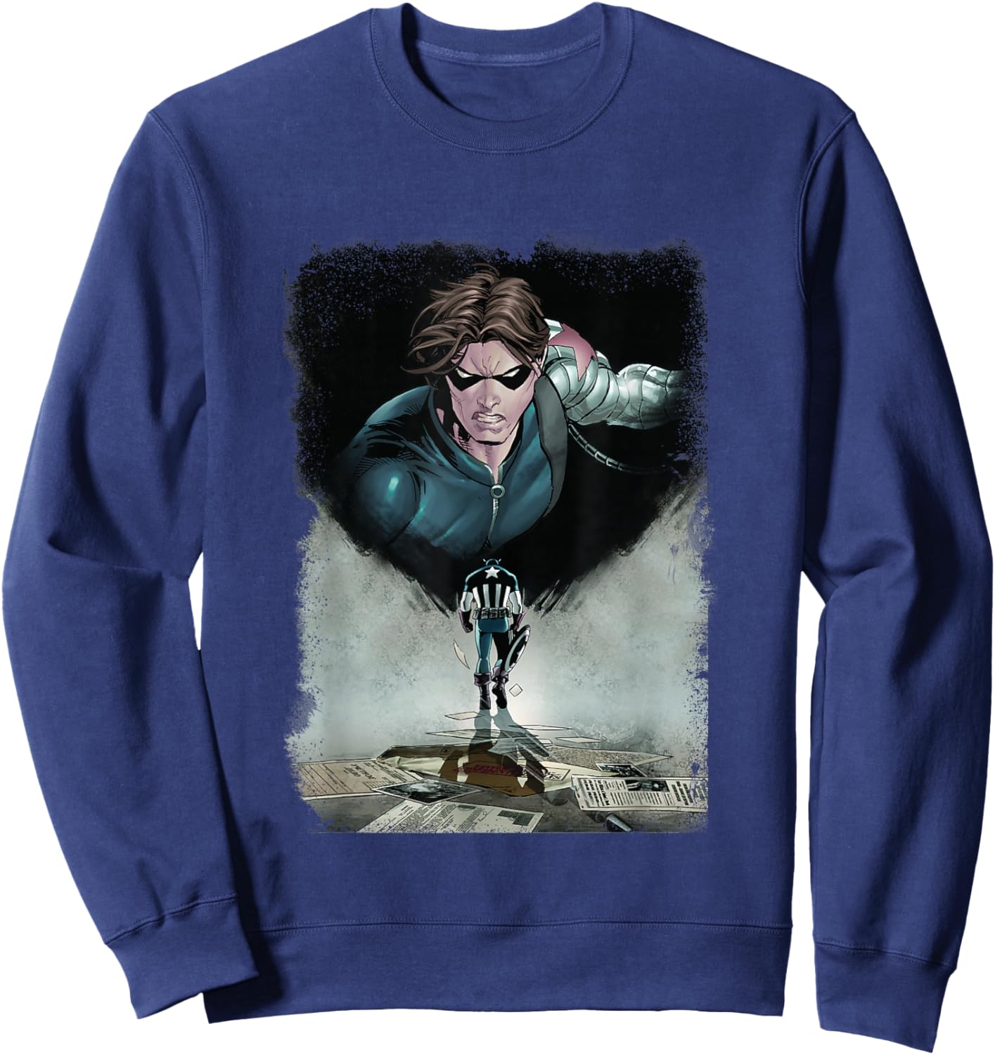 Marvel Comics Retro Classic Captain America Winter Soldier Sweatshirt - Sweatshirt | Navy