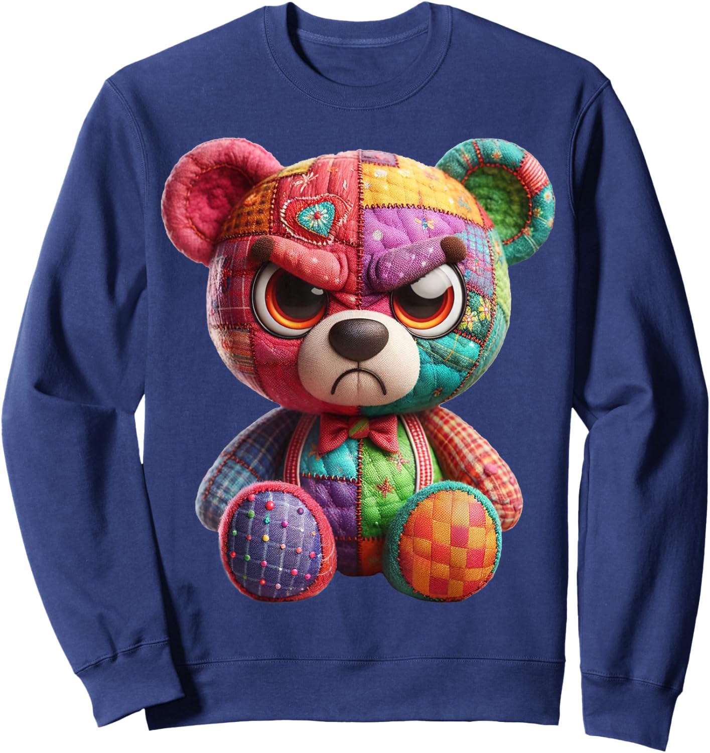 angry teddy bear print, A very grumpy hug Sweatshirt - Sweatshirt | Navy