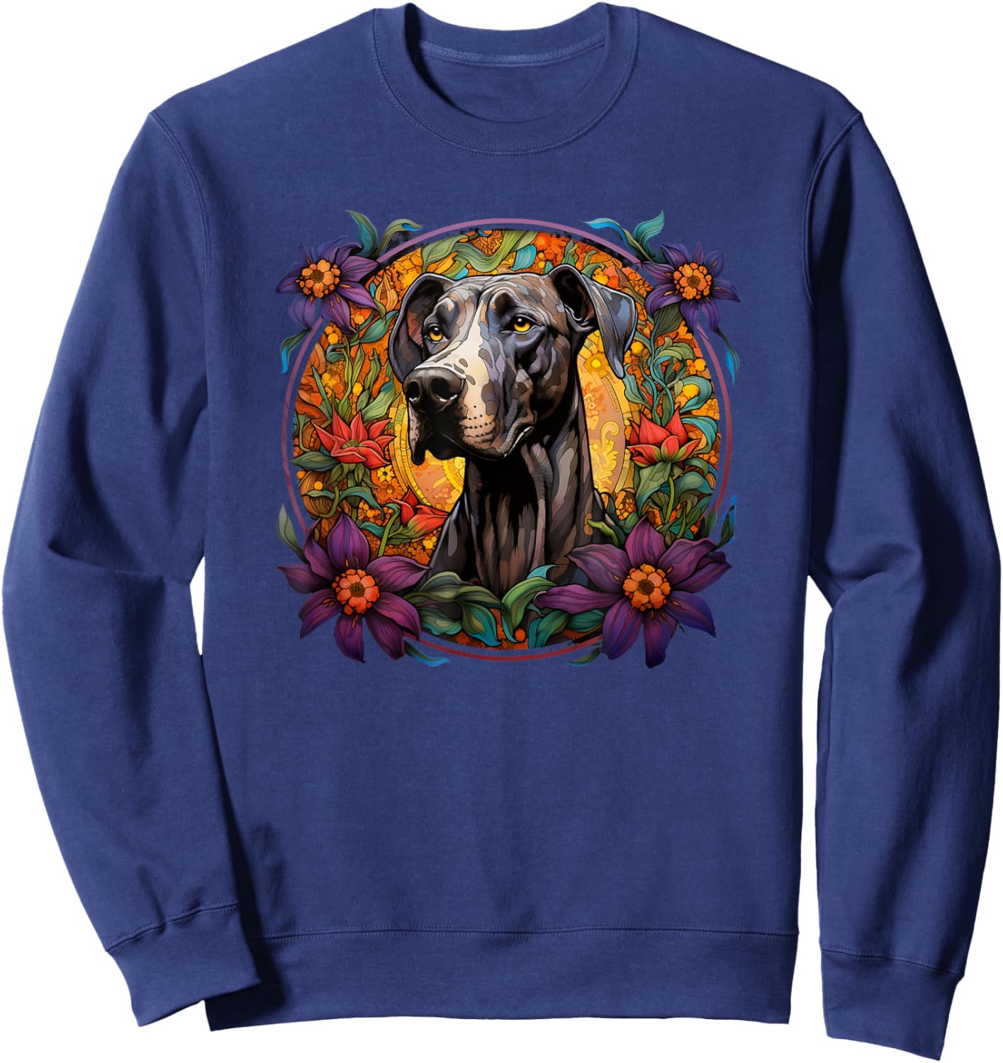 Beautiful Flowers Mom Great Dane Lover Sweatshirt - Sweatshirt | Navy
