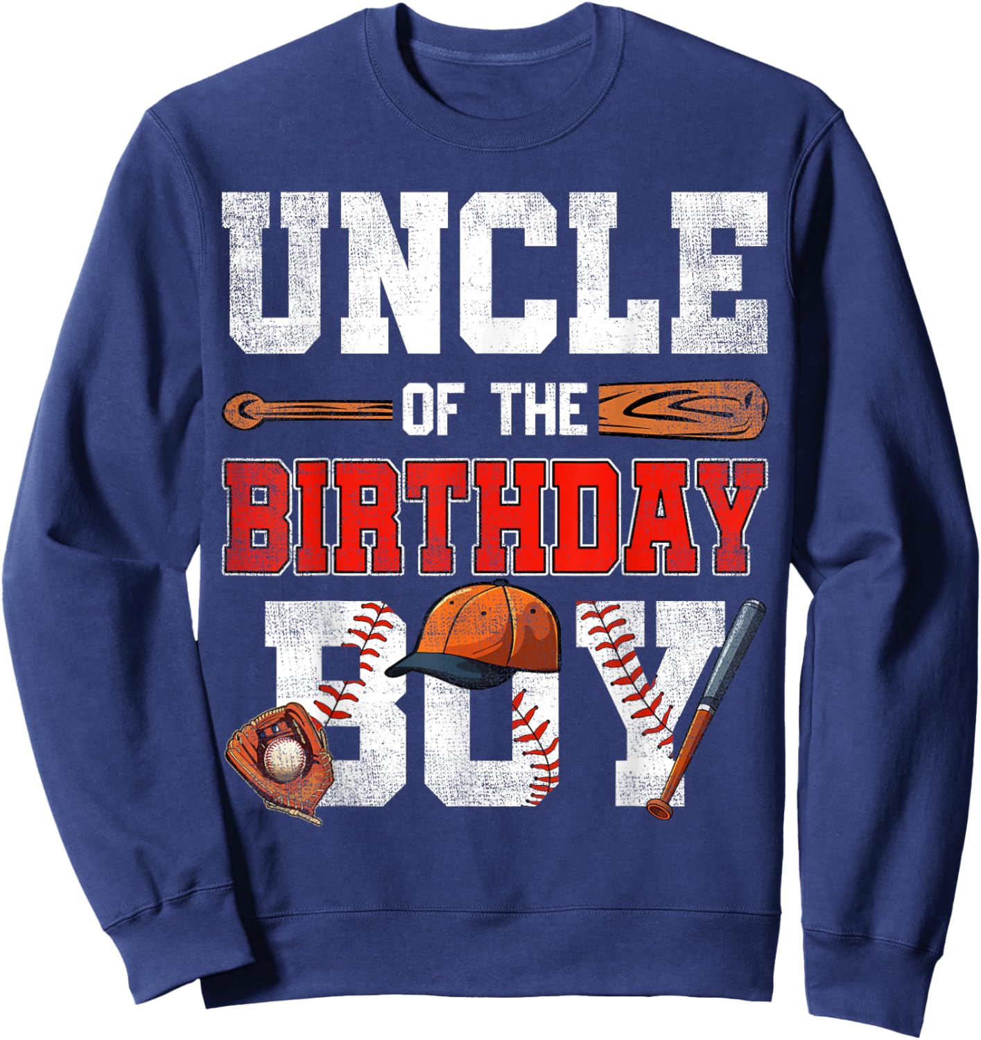 Uncle Of The Birthday Boy Baseball Bday Family Sweatshirt - Sweatshirt | Navy