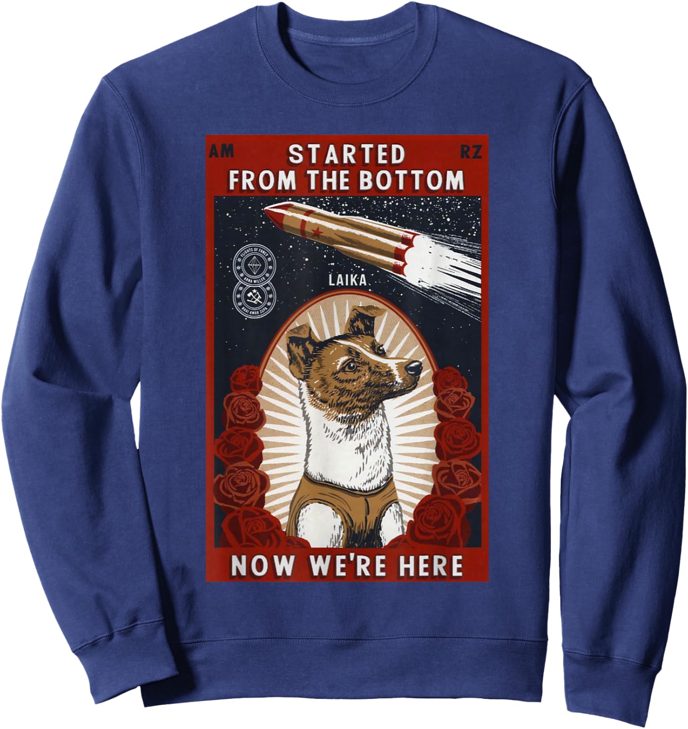Laika Space Dog Retro Vintage Soviet. SOVI8 Women Girls Kids Sweatshirt - Sweatshirt | Navy