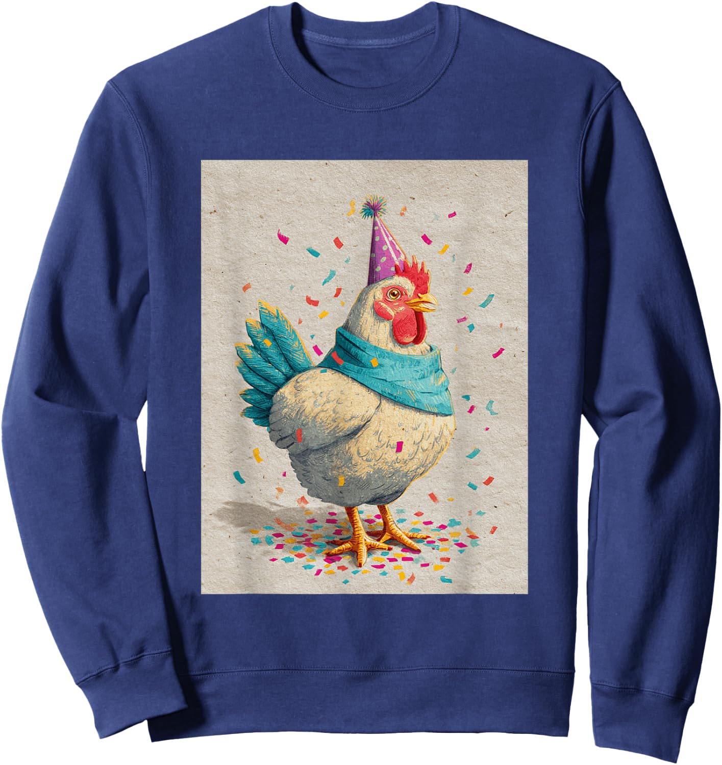 Chicken Birthday Confetti Retro Pop Art Sweatshirt - Sweatshirt | Navy
