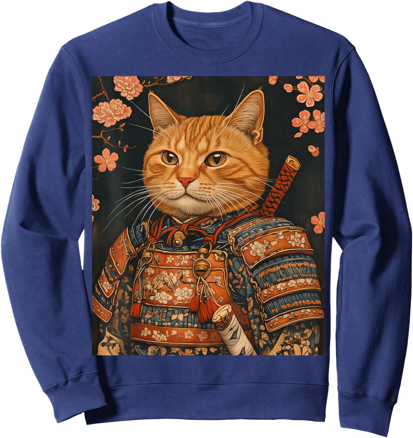 Japanese Art Cat Samurai Sweatshirt - Sweatshirt | Navy