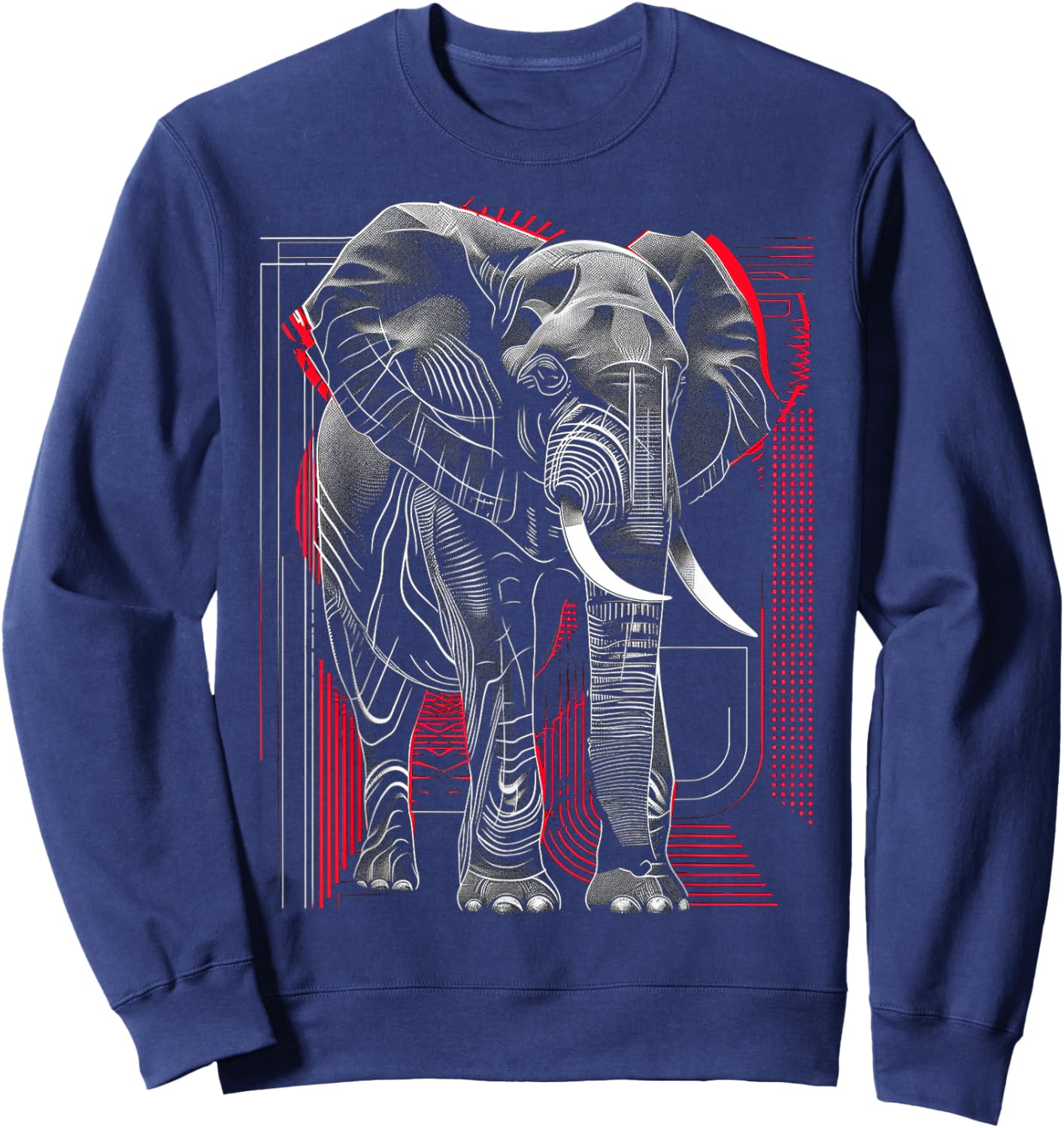Elephant Geometric Abstract Animal Drawing Art Elephant Sweatshirt - Sweatshirt | Navy