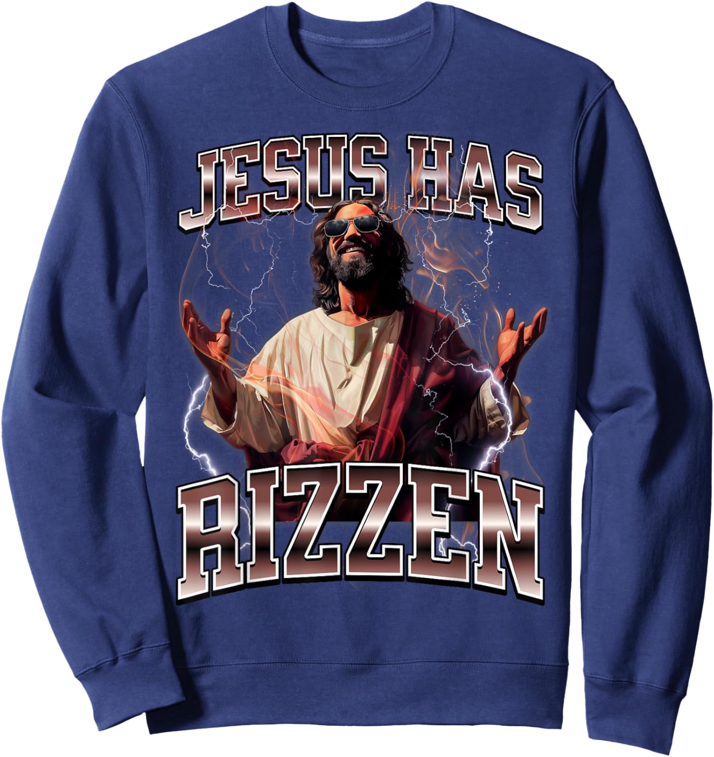 Jesus Has Rizzen Sweatshirt - Sweatshirt | Navy