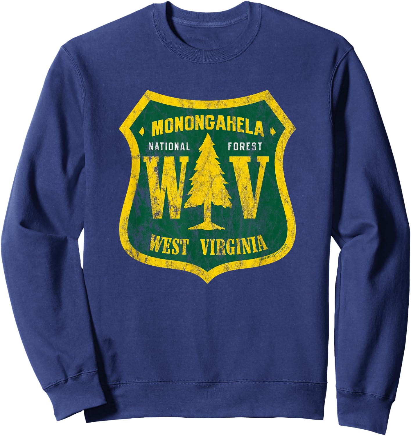 Monongahela National Forest West Virginia Shield Retro Look Sweatshirt - Sweatshirt | Navy