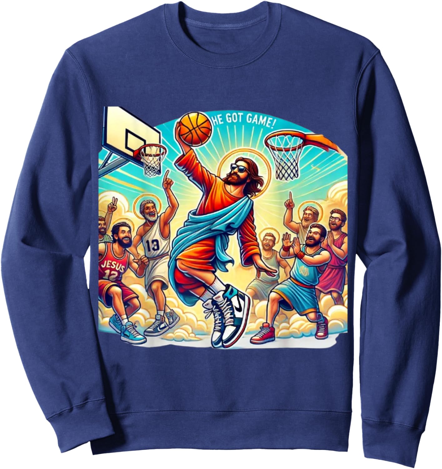 Ballin with the Messiah Join the Jesus Basketball Community Sweatshirt - Sweatshirt | Navy