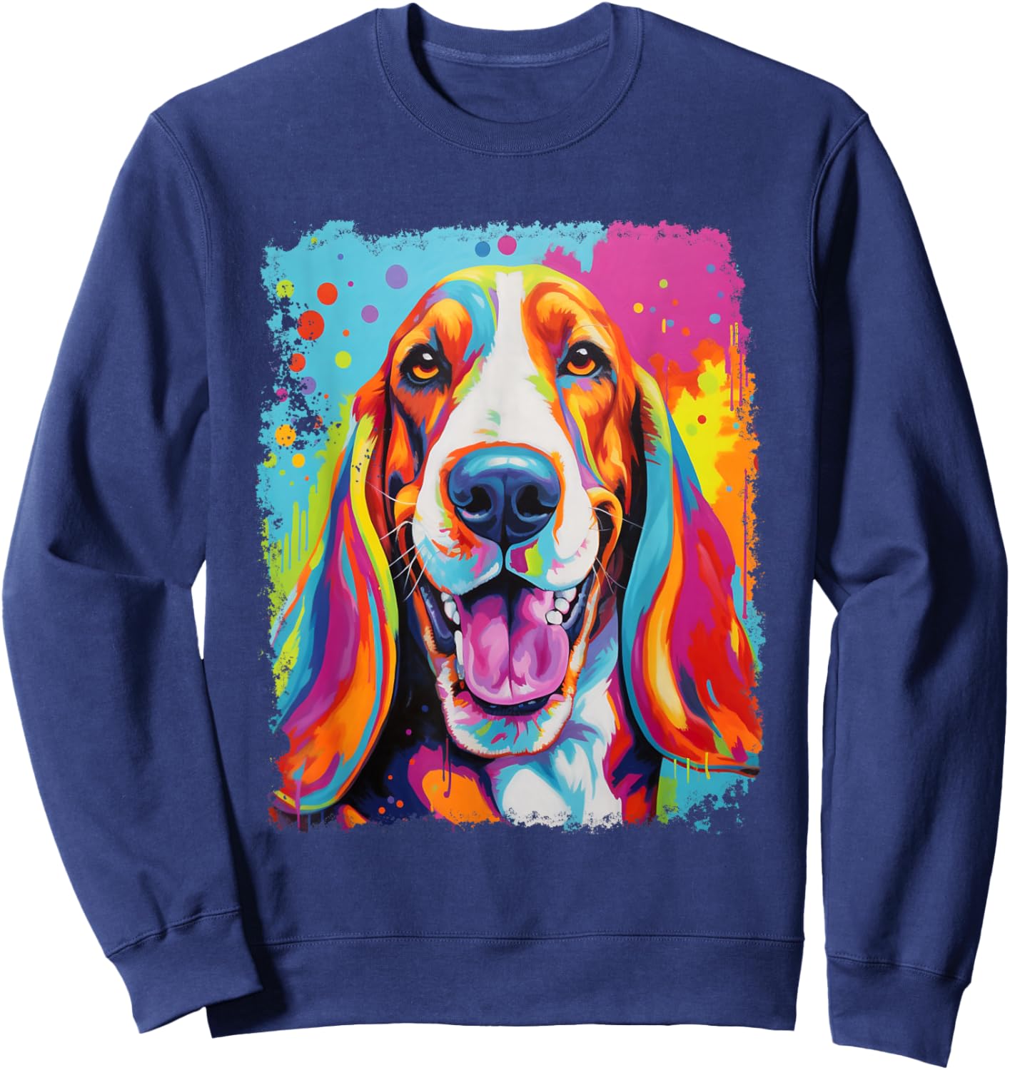 Vintage Dog Basset Hound Sweatshirt - Sweatshirt | Navy