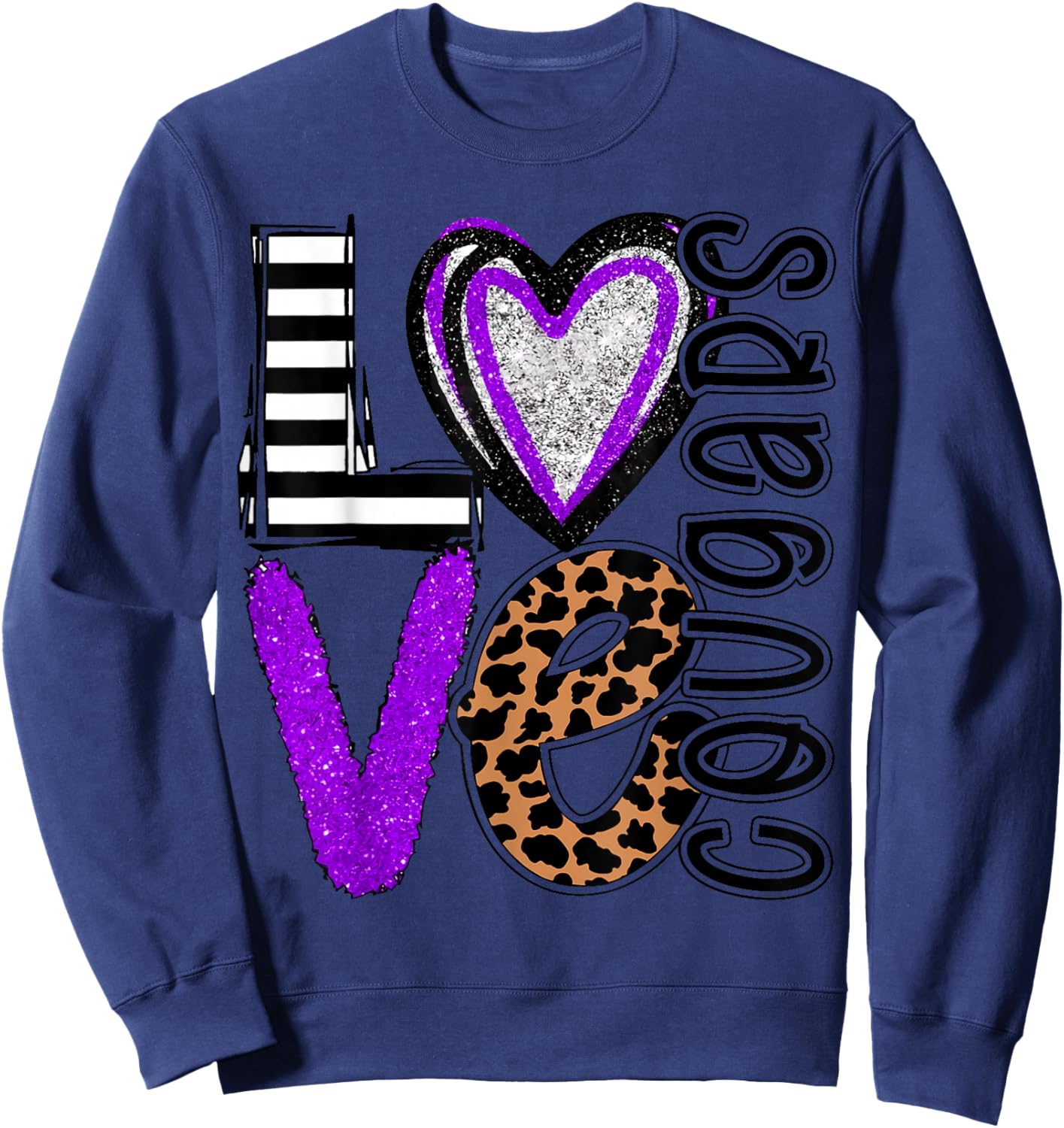 Go Cougars - School Mascot - Football Sweatshirt - Sweatshirt | Navy