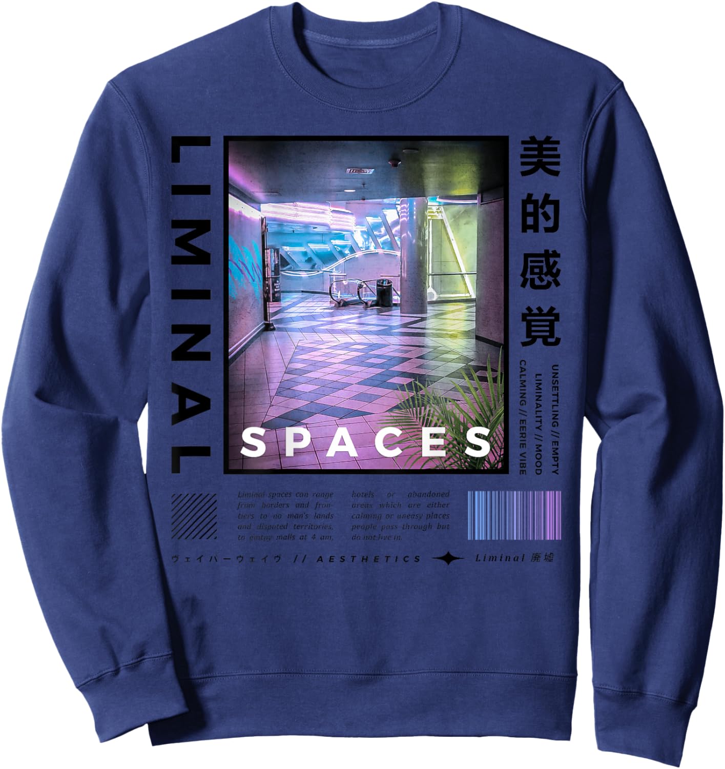 Liminal Spaces (BackPrint) Vaporwave Backrooms Pastel Goth Sweatshirt - Sweatshirt | Navy