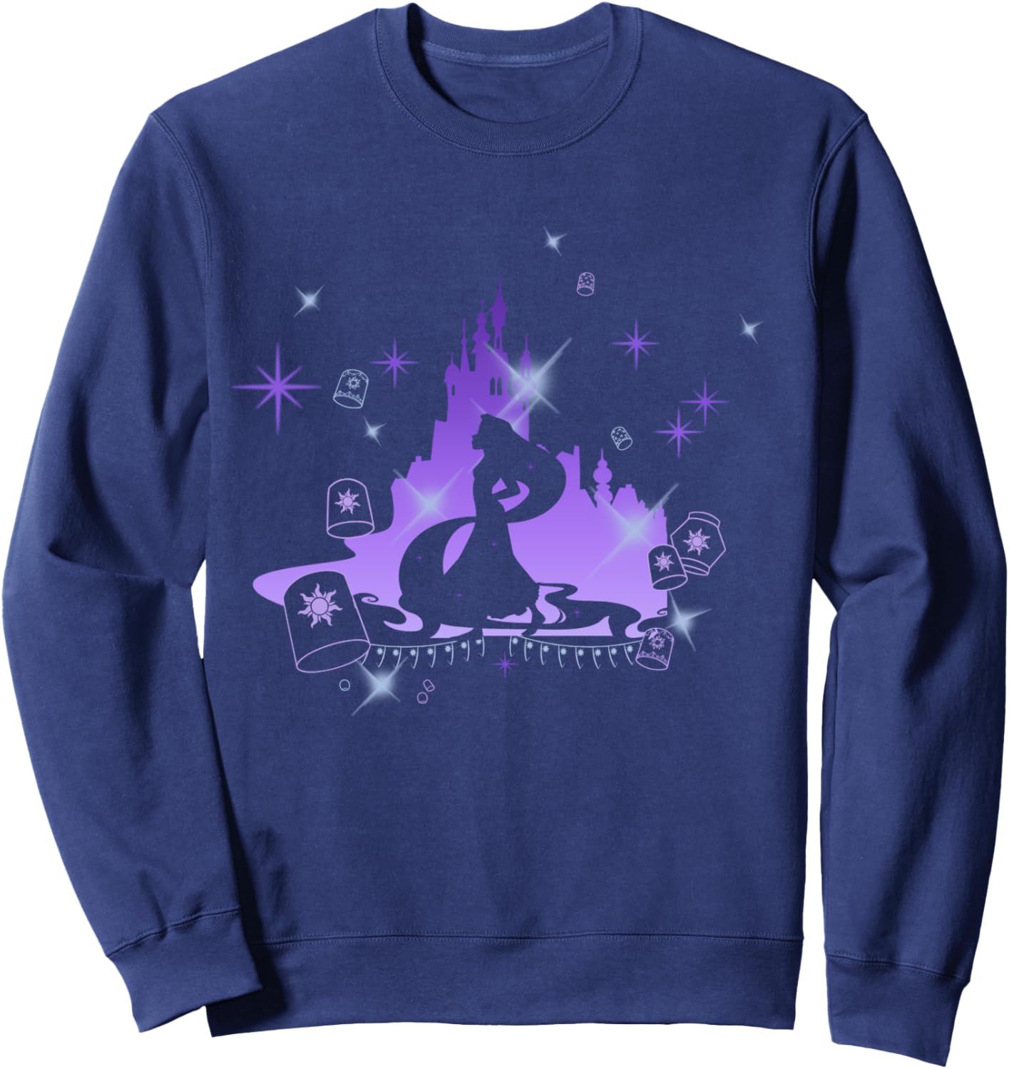 Disney Tangled Rapunzel And Lanterns Castle Silhouette Sweatshirt - Sweatshirt | Navy