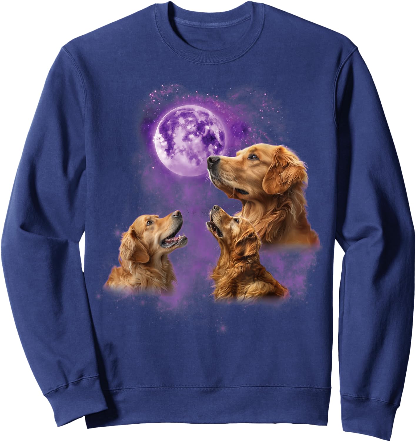 Funny Golden Retriever T Shirt - Howling at the Moon Sweatshirt - Sweatshirt | Navy