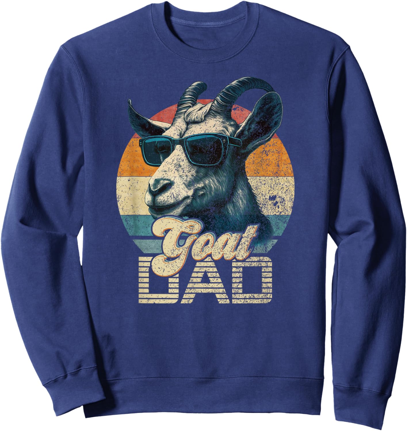 Vintage Retro Goat Dad Best Goat Daddy Funny Fathers Day Sweatshirt - Sweatshirt | Navy