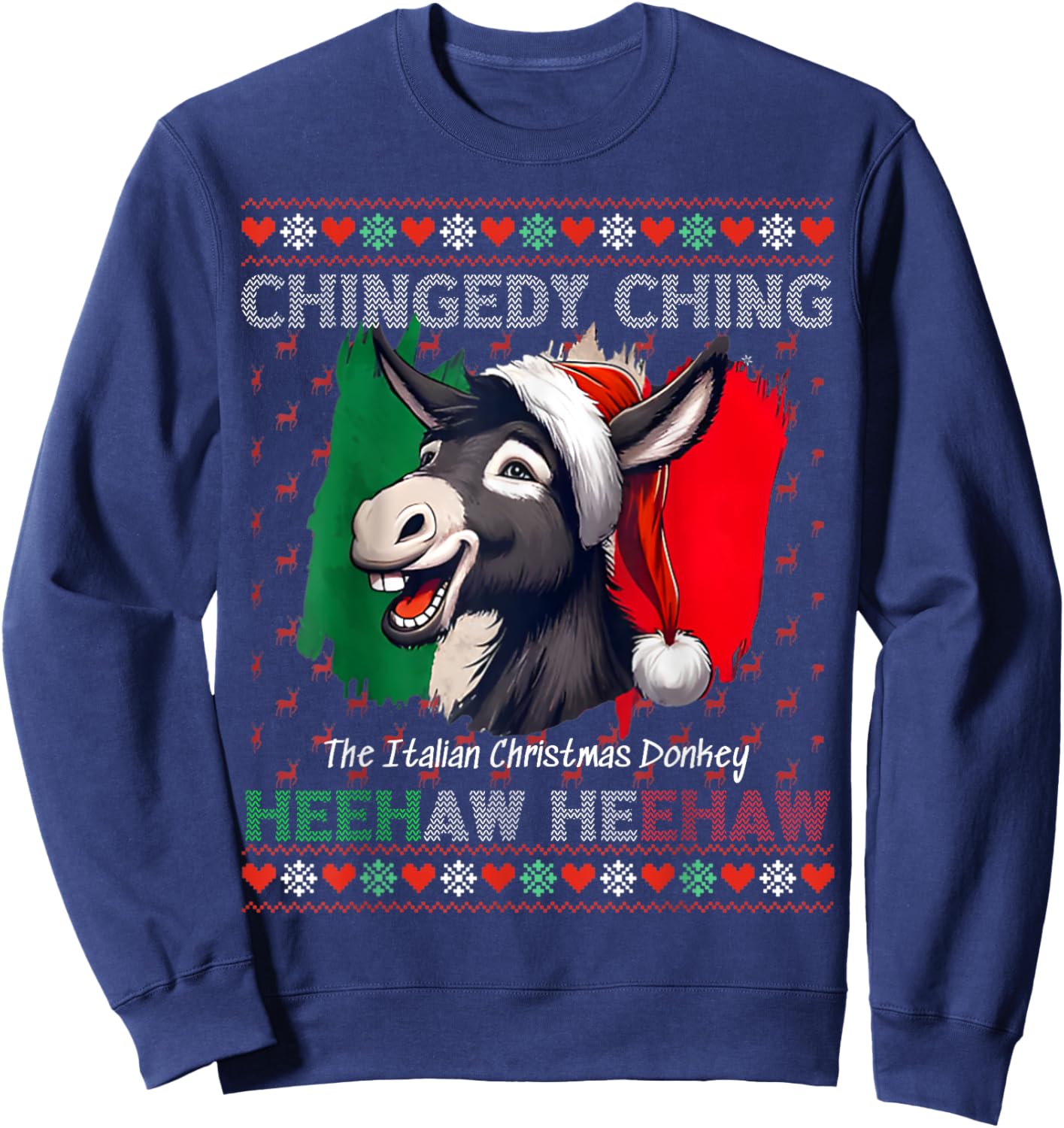 Chingedy Ching Dominick The Italian Christmas Donkey Xmas Sweatshirt - Sweatshirt | Navy