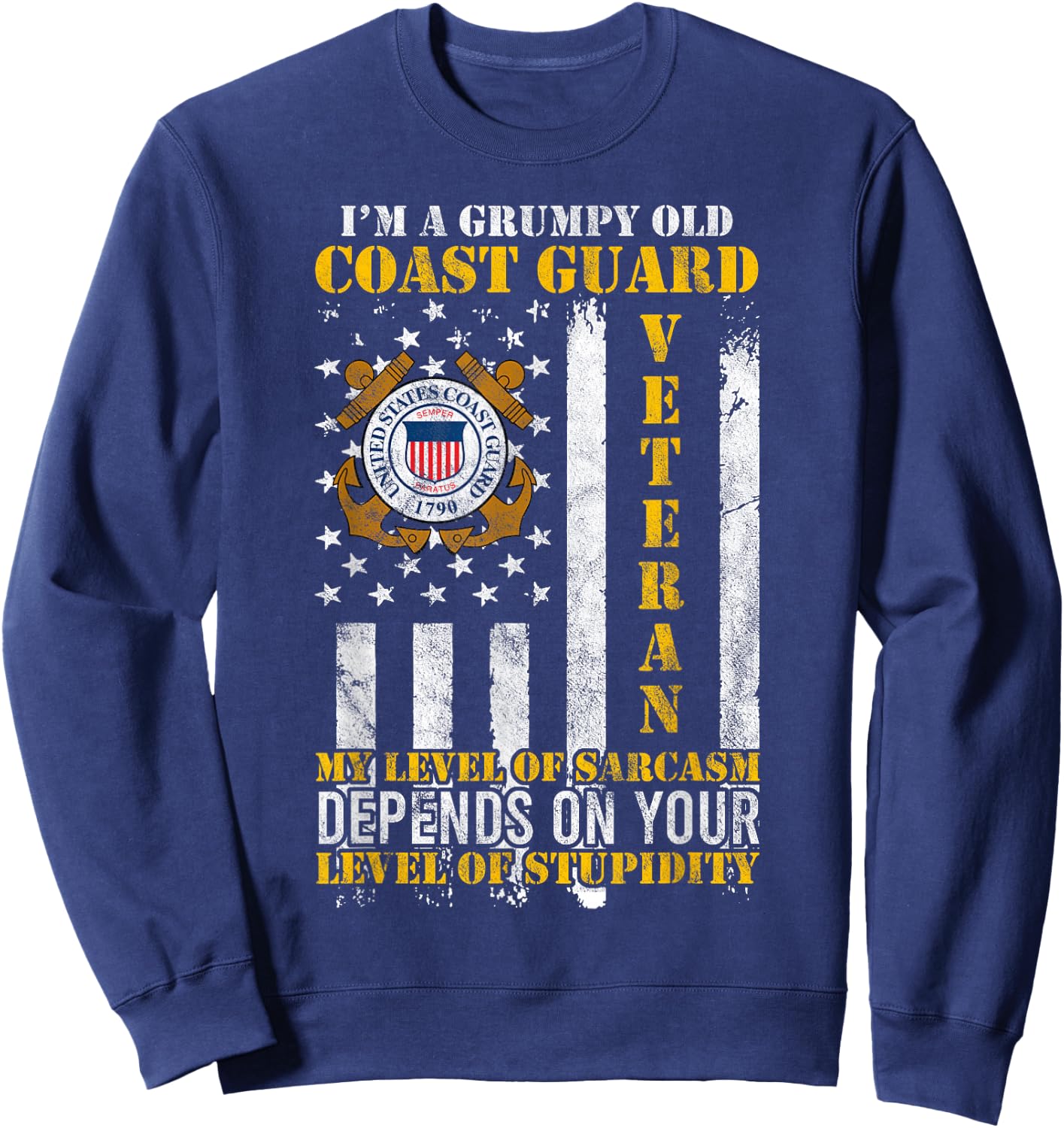 I'm a Grumpy Old Coast Guard Veteran Gift a Veteran Small Sweatshirt - Sweatshirt | Navy