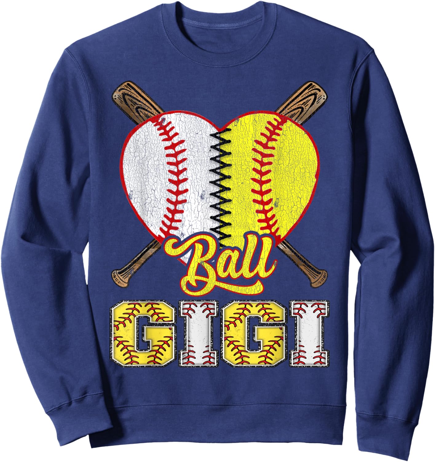 Gigi Of Both Ball Gigi Half Baseball Softball Sweatshirt - Sweatshirt | Navy