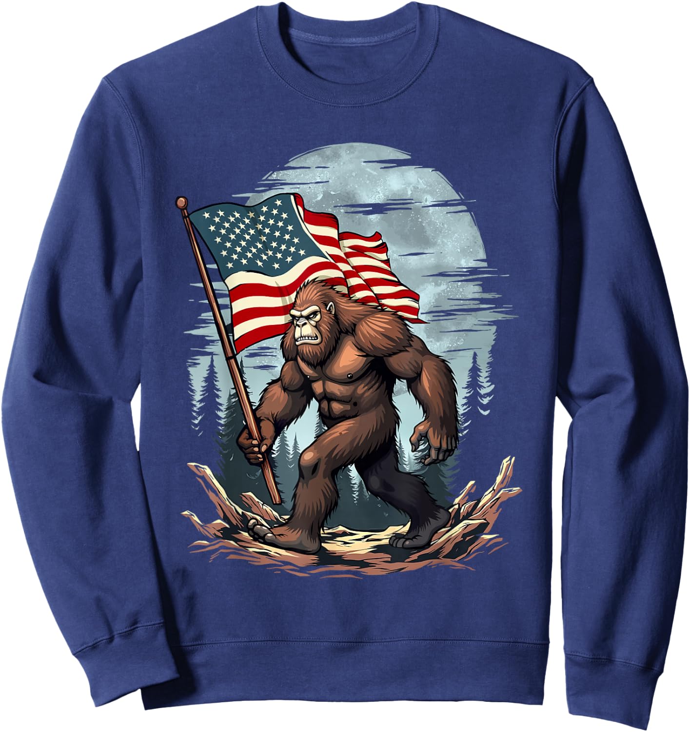 Patriotic Bigfoot - USA Flag 4th of July 4 Sweatshirt - Sweatshirt | Navy