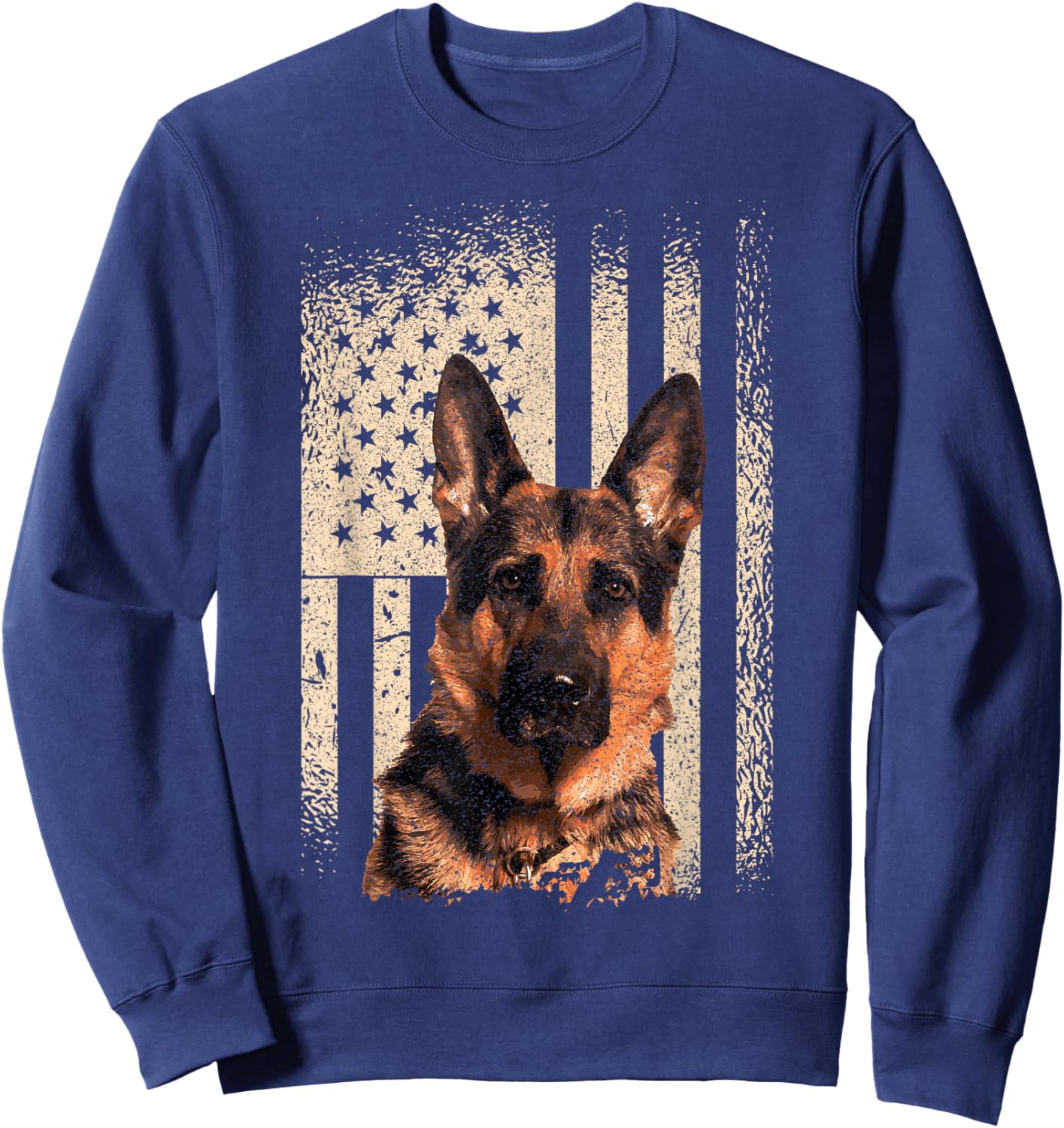 German Shepherd Dog USA Men Woman Patriotic Memorial Sweatshirt - Sweatshirt | Navy