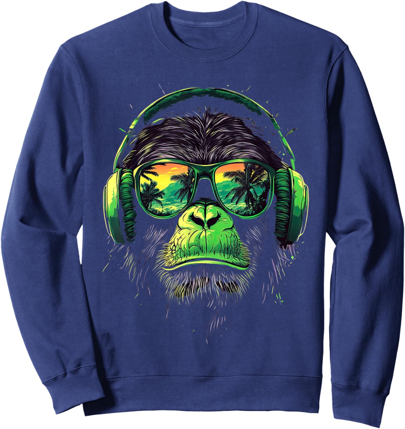 Funny Monkey with sunglasses cool Graffiti Urban art street Sweatshirt - Sweatshirt | Navy