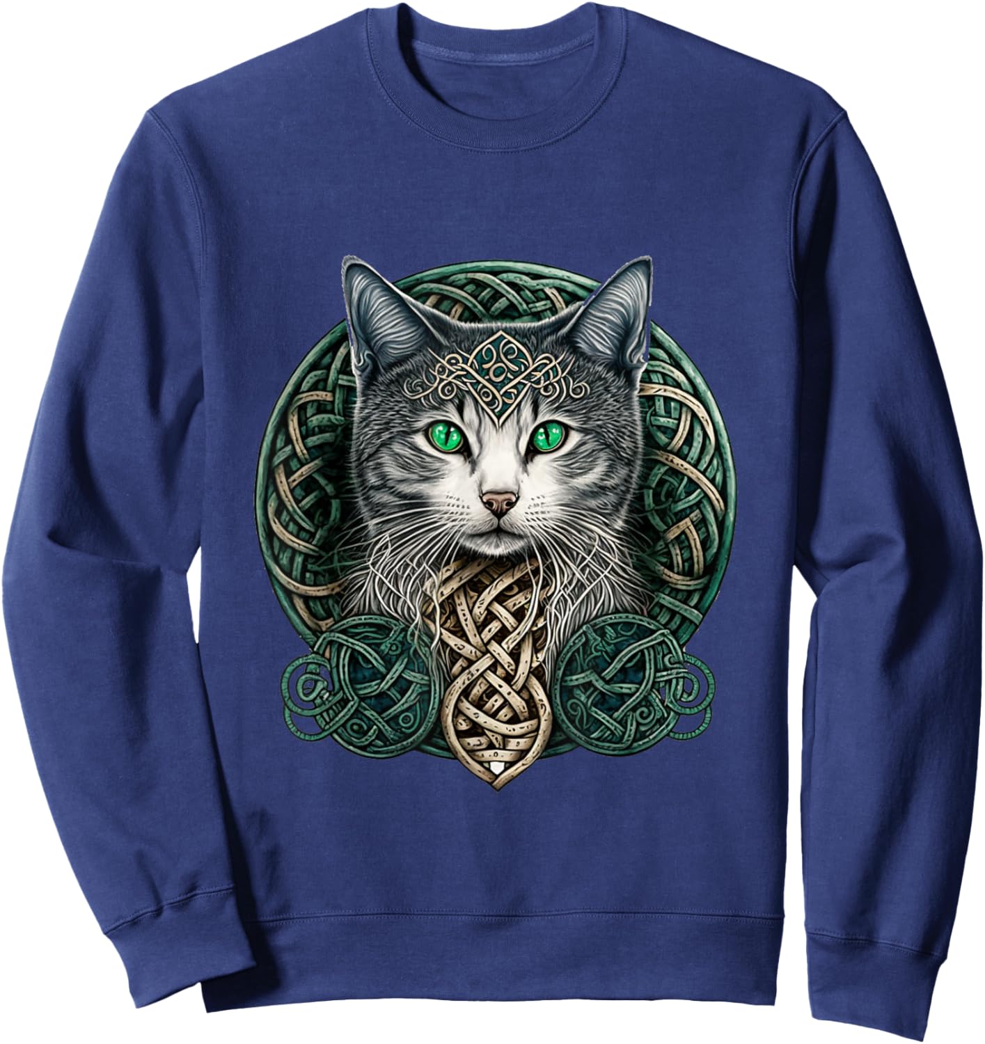 Celtic Cat | Scottish | Celtic Knots | Wiccan | Pagan Witch Sweatshirt - Sweatshirt | Navy