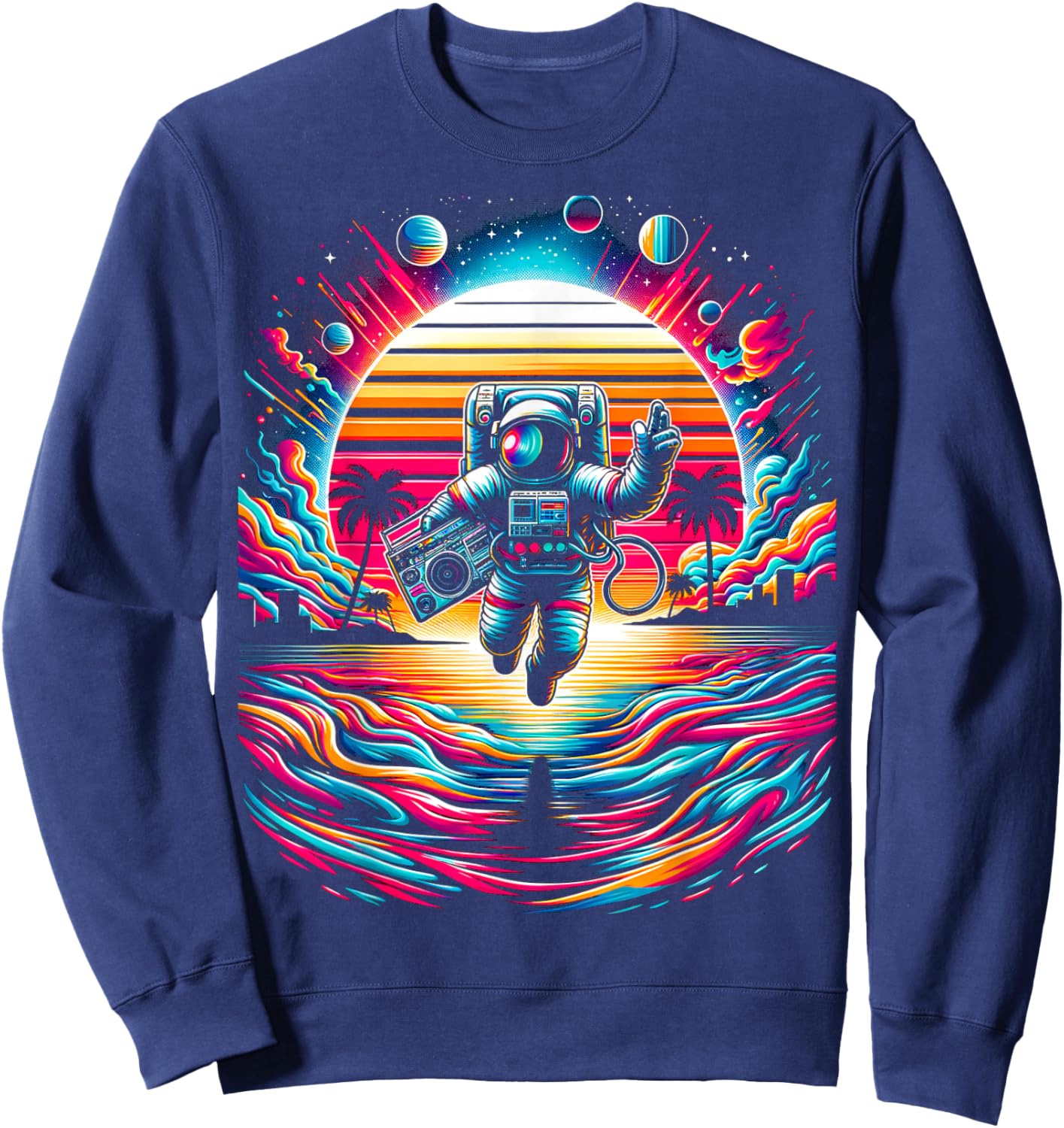 Flying Astronaut | Men Women XS - 6XL | Graphic Sweatshirt - Sweatshirt | Navy