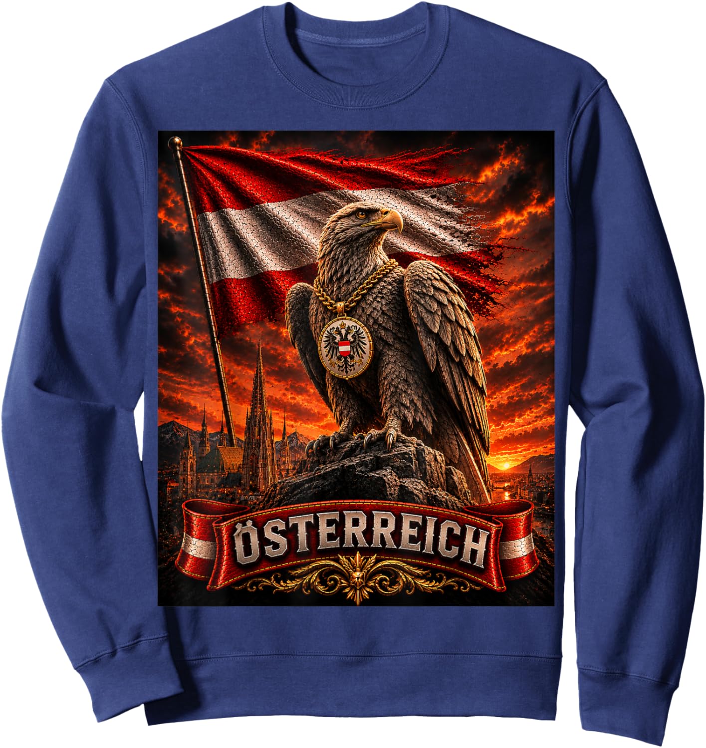 Österreich Shirt Herren & Damen Trikot Austria Adler Sweatshirt - Sweatshirt | Navy