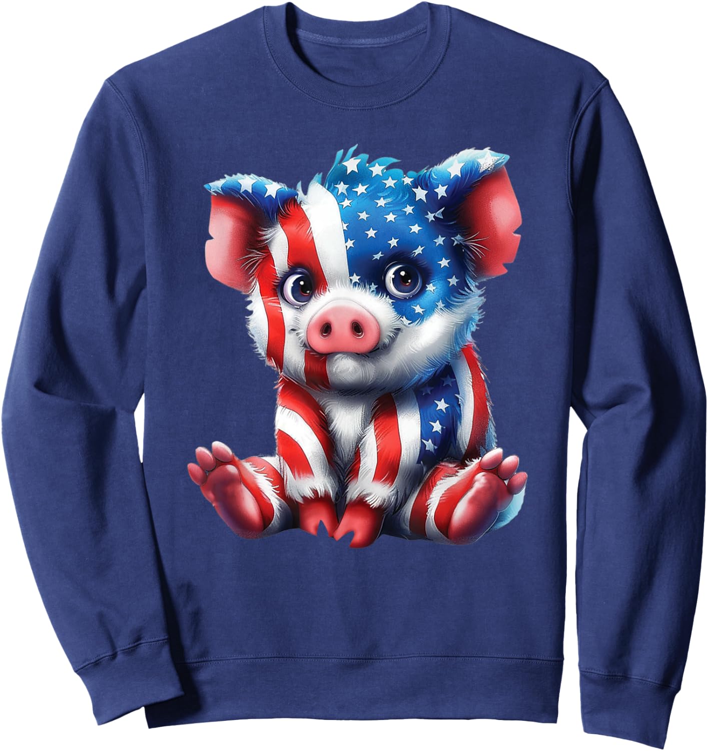 Red White and Blue Baby Pig T Shirt Sweatshirt - Sweatshirt | Navy