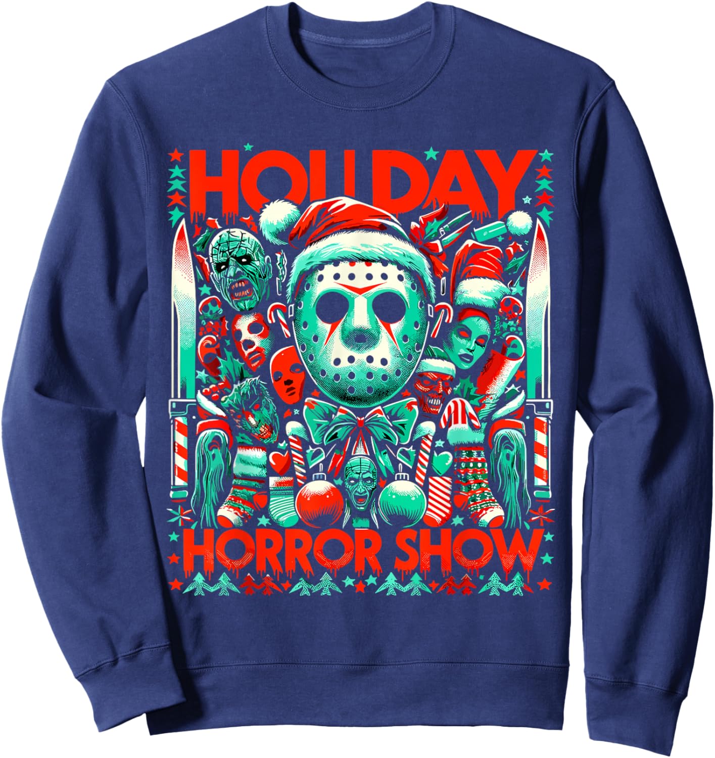 Holiday Horror Show - Slasher and Christmas Fusion Sweatshirt - Sweatshirt | Navy
