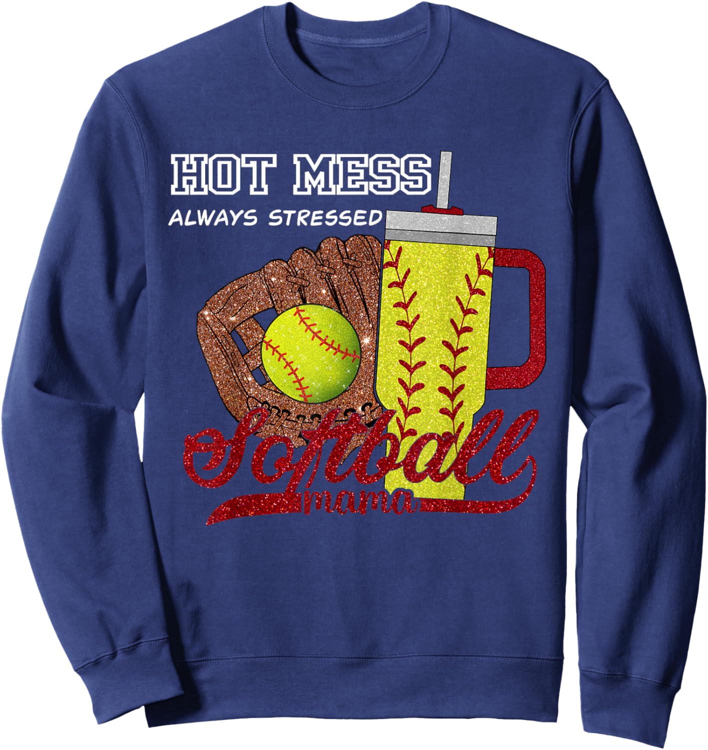 Softball Mom Game Day Vibes Mothers Day Women Softball Mama Sweatshirt - Sweatshirt | Navy