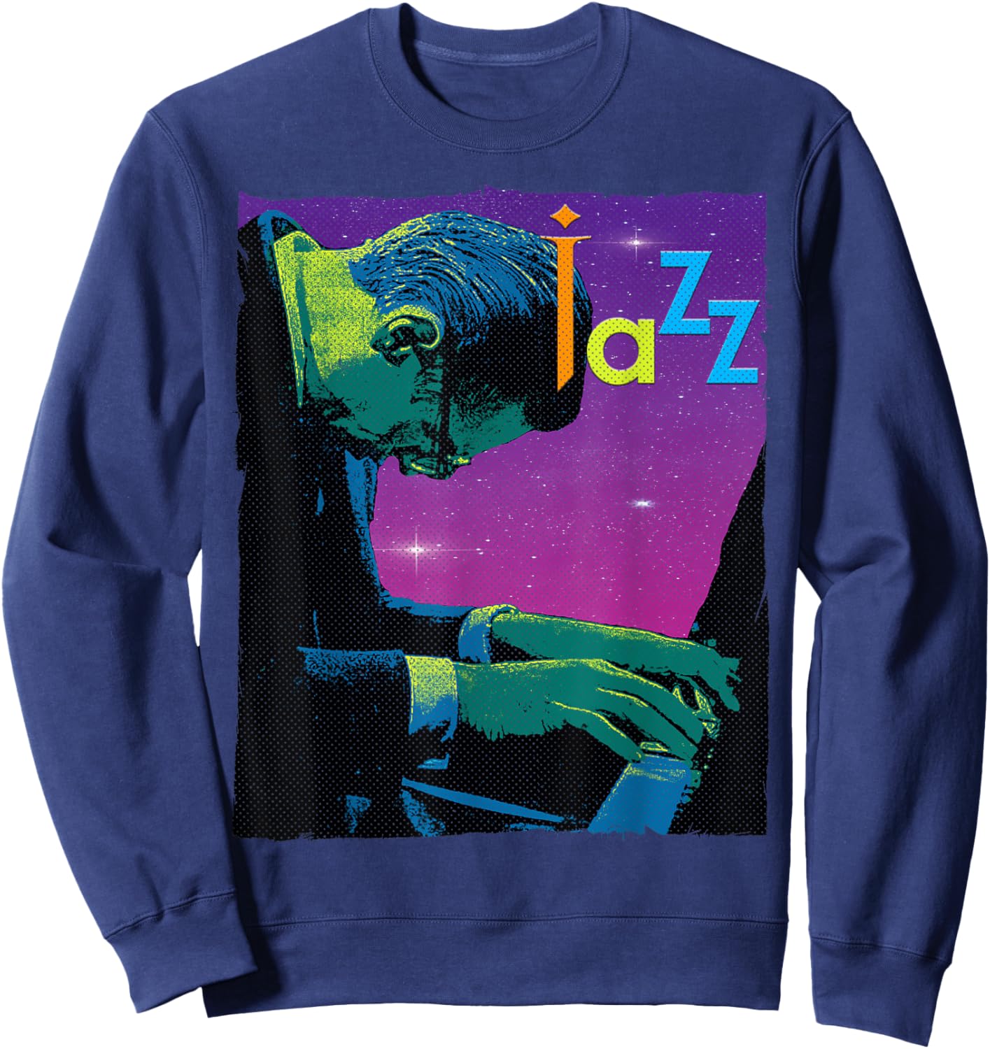 Vintage Jazz Musician Piano Playing Smooth Jazz Gift Sweatshirt - Sweatshirt | Navy